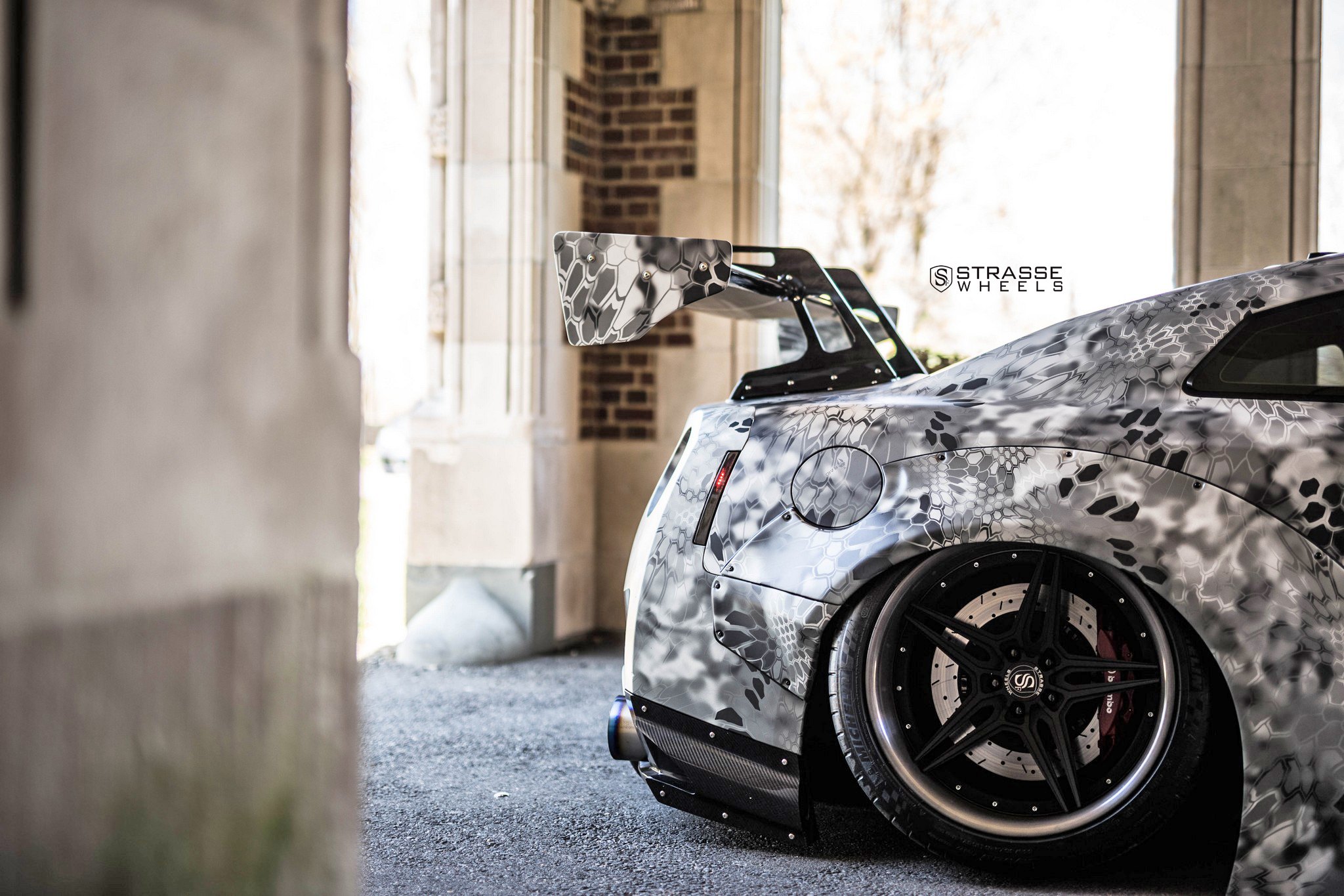 Custom Painted Nissan GT-R with Large Wing Spoiler - Photo by Strasse Forged