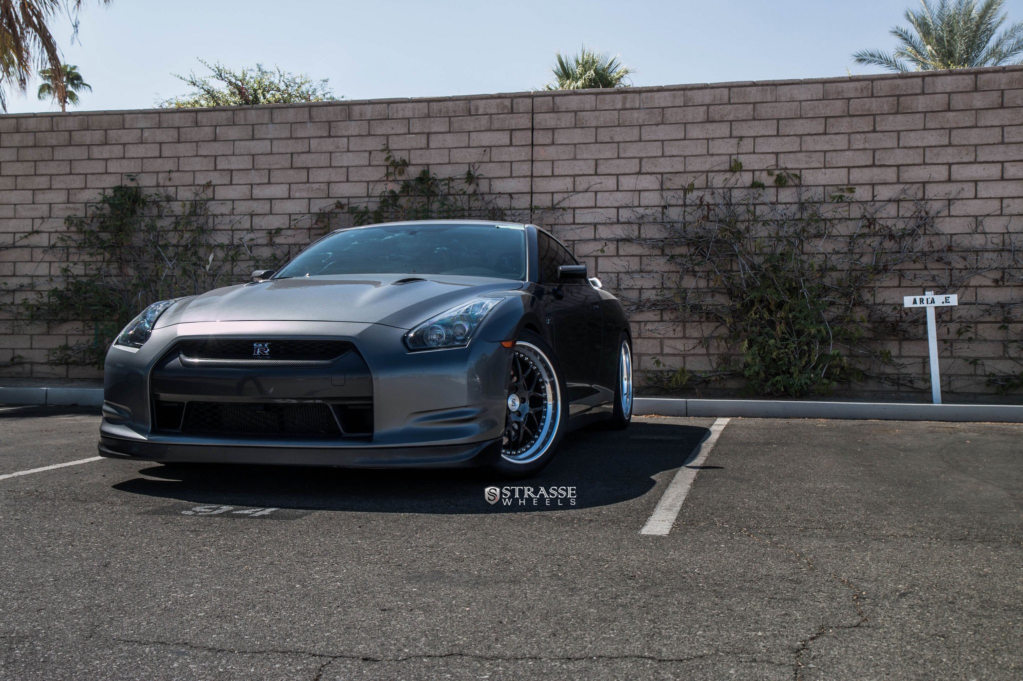 Custom Gray Nissan GT-R with Carbon Fiber Accents - Photo by Strasse Forged