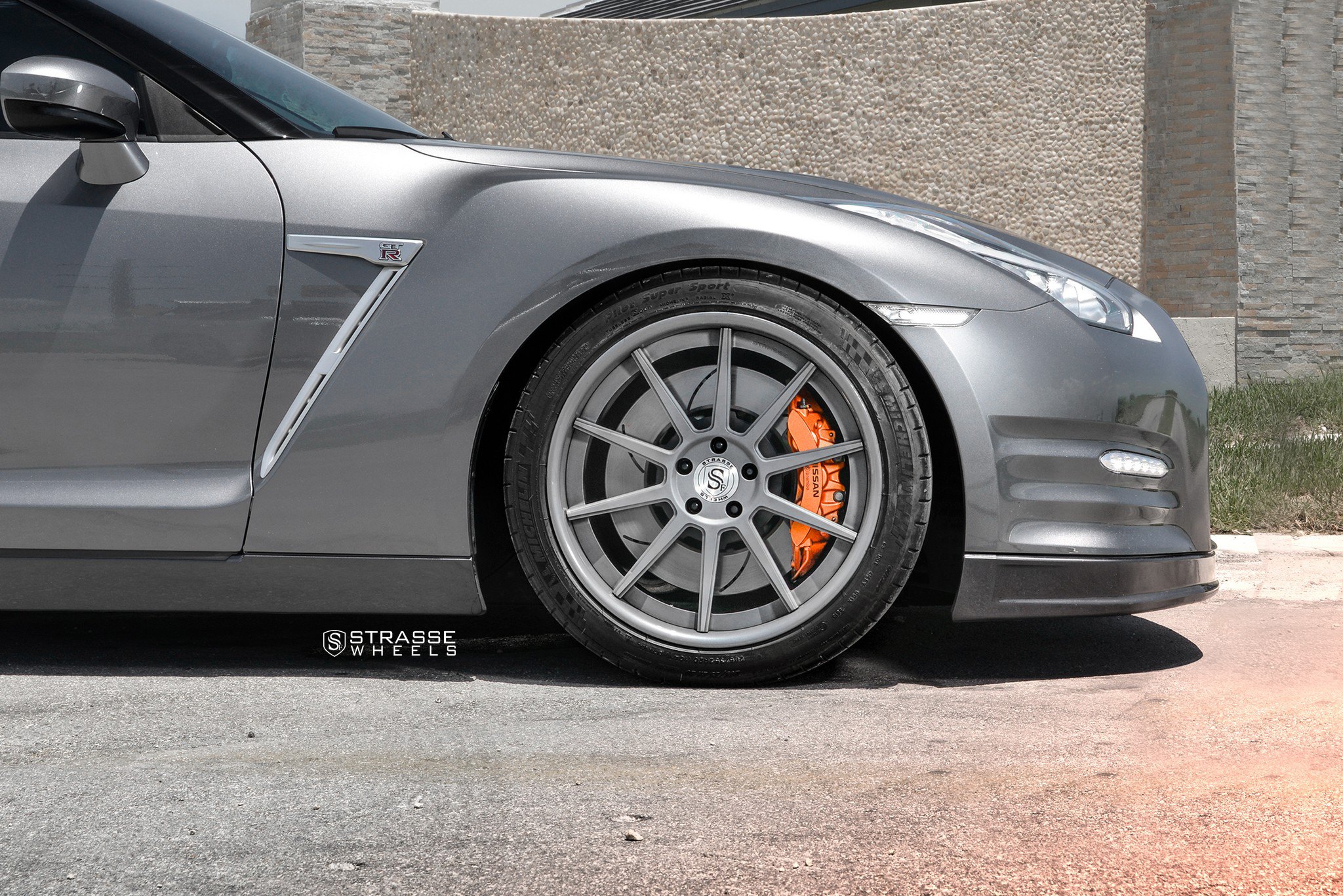 Michelin Tires on Custom Gray Nissan GT-R - Photo by Strasse Forged