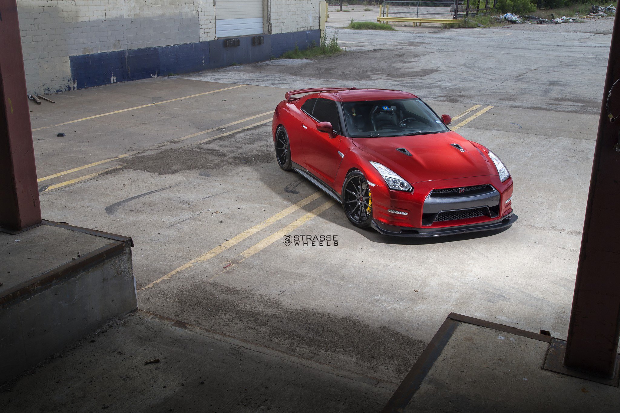 Red Nissan GT-R with Custom Front Bumper Lip Spoiler - Photo by Strasse Forged