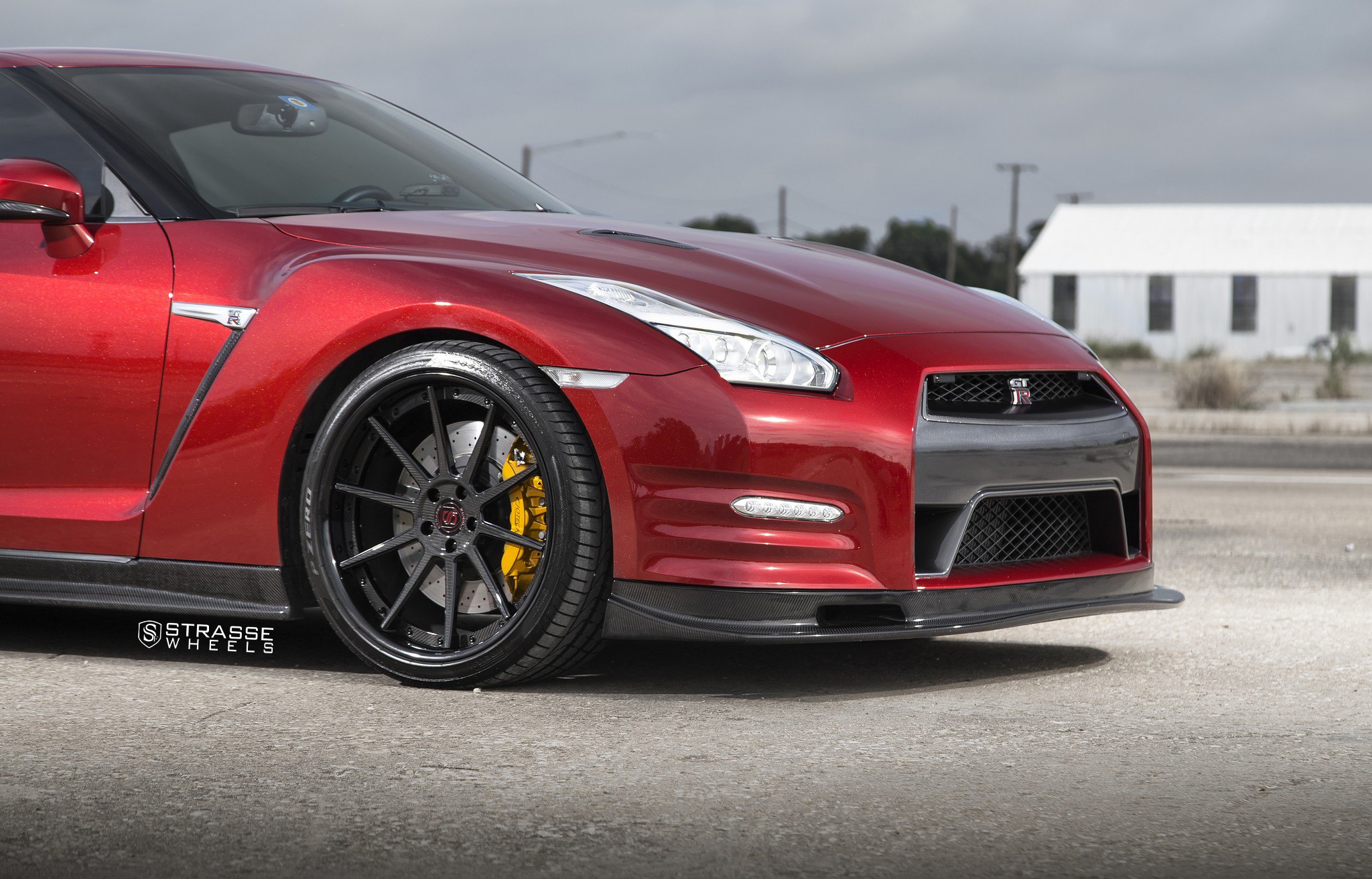 Crystal Clear Headlights on Red Nissan GT-R - Photo by Strasse Forged