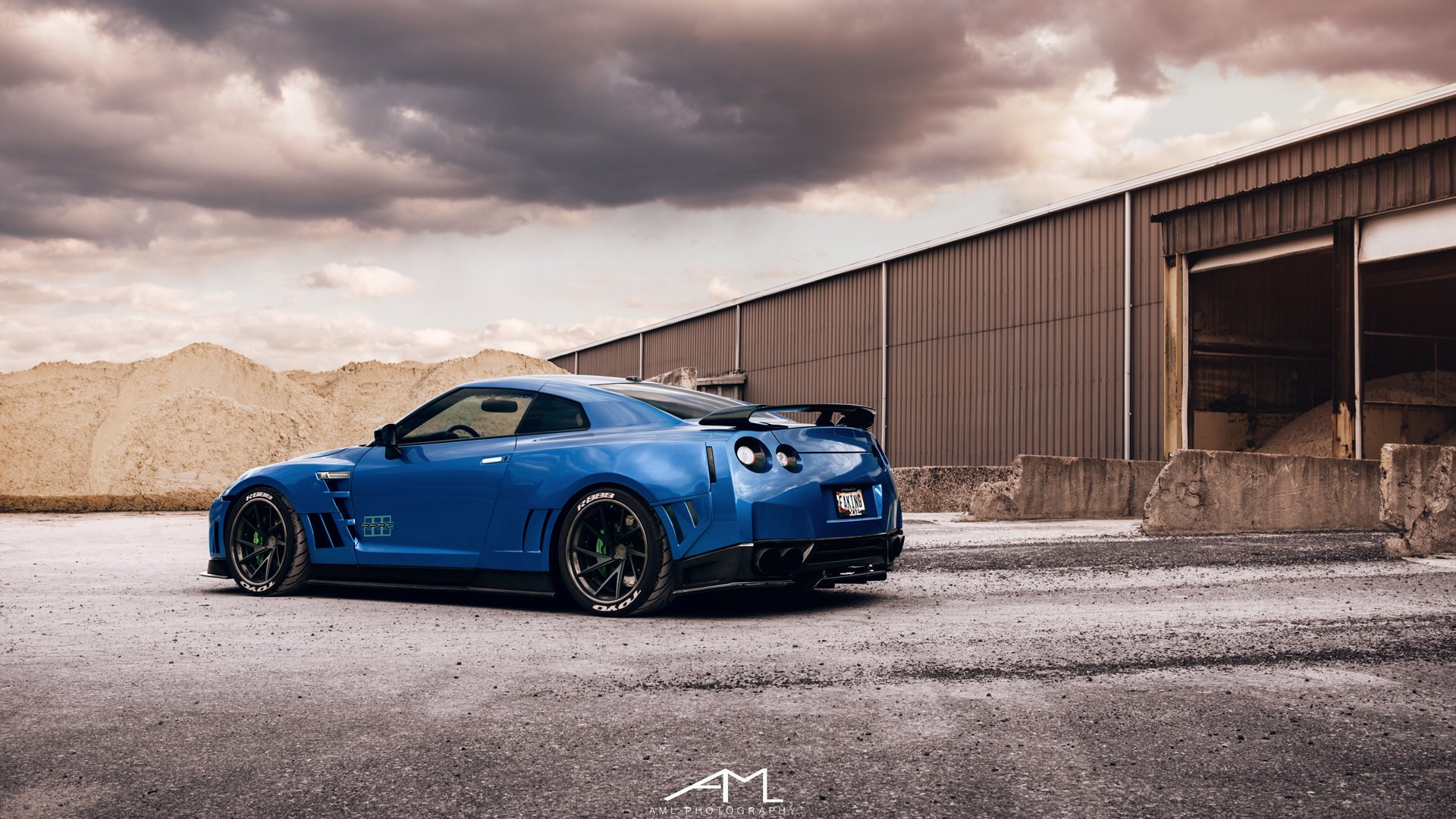 Blue Nissan GT-R with Custom Style Rear Spoiler - Photo by Arlen Liverman