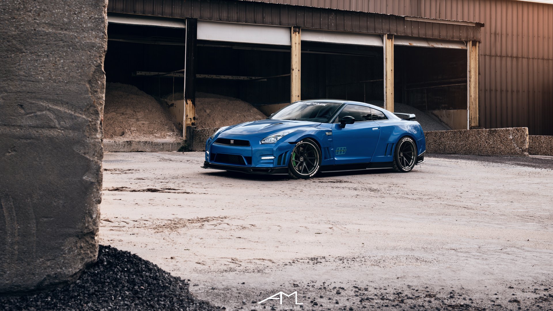 Matte Black Custom Wheels on Blue Stanced Nissan GT-R - Photo by Arlen Liverman