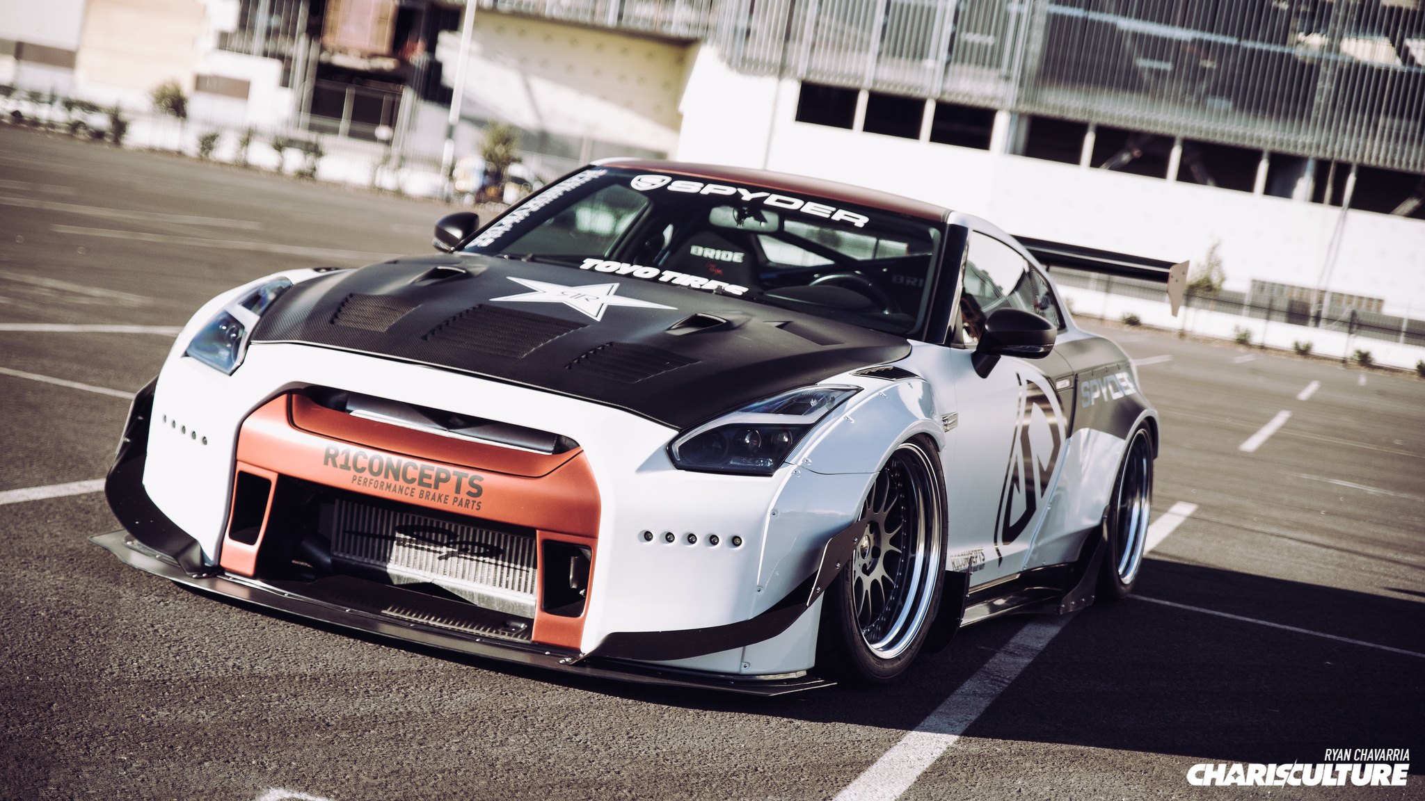 White Nissan GT-R with Liberty Walk Body Kit - Photo by The Charis Culture