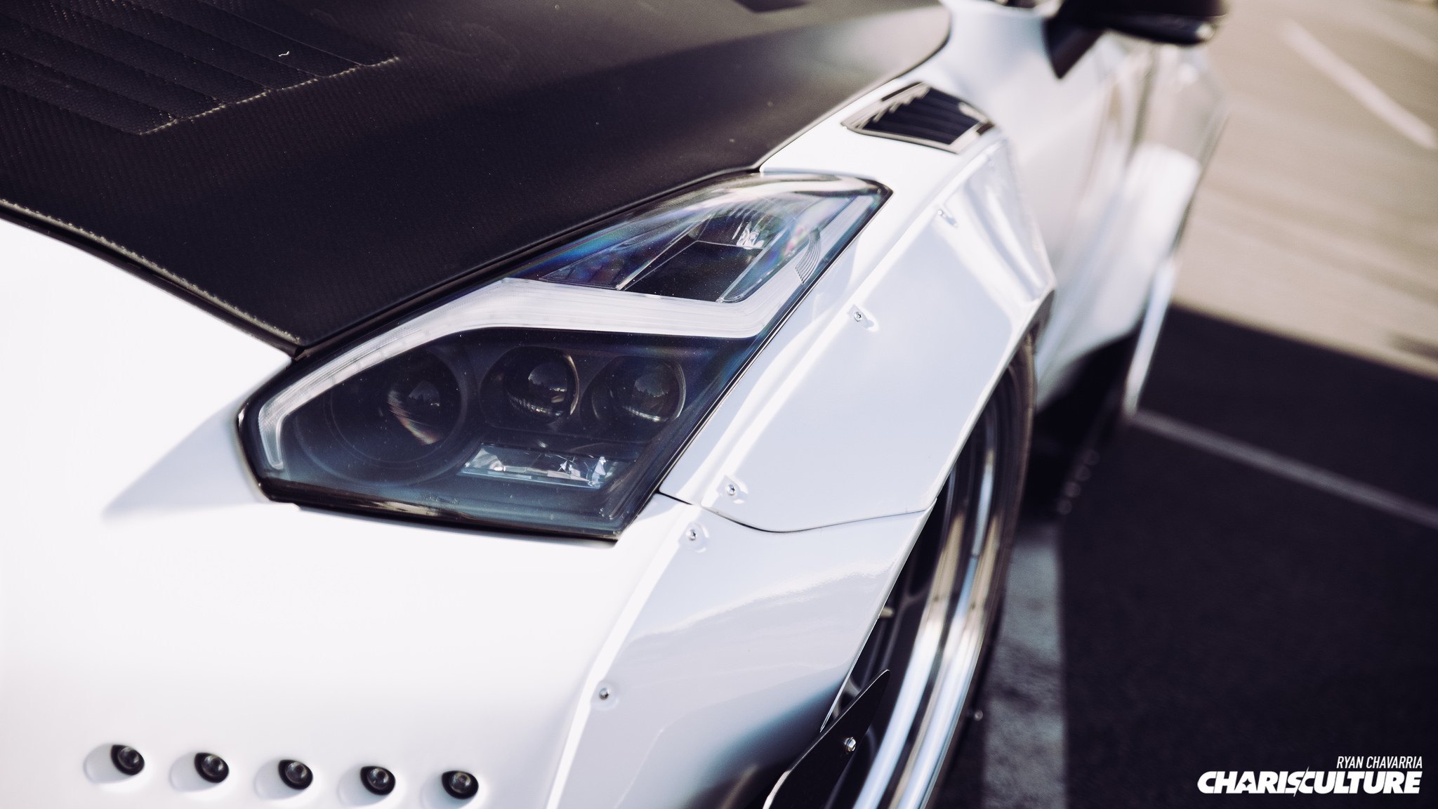 White Nissan GT-R with Custom Hood - Photo by The Charis Culture