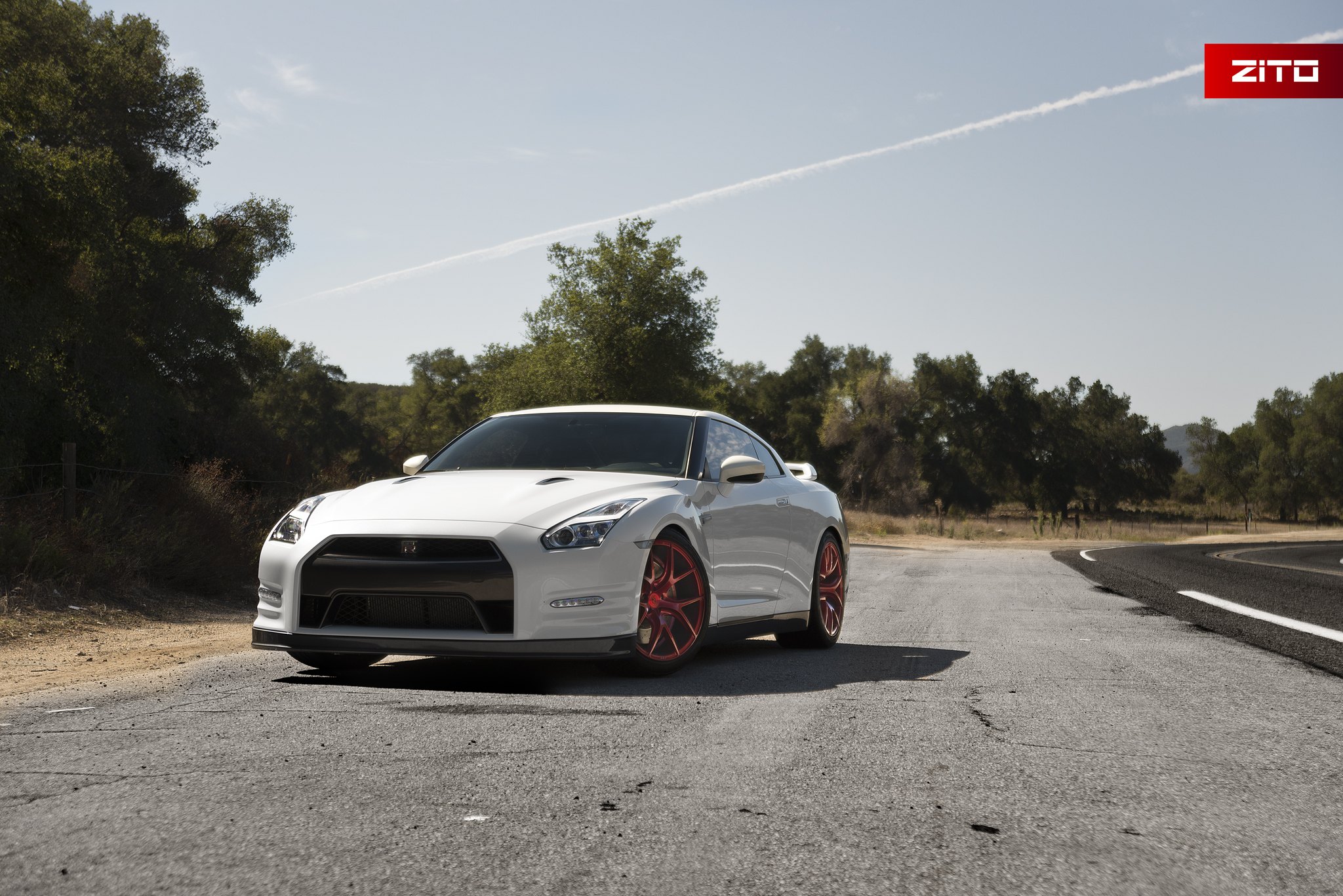 Custom Hood with Air Vents on White Nissan GT-R - Photo by Zito Wheels