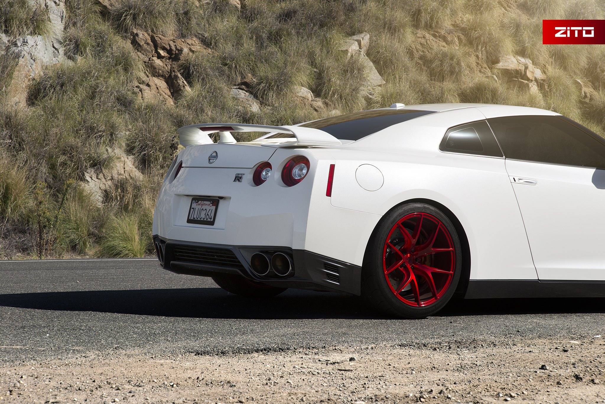 Red Clear LED Taillights on White Nissan GT-R - Photo by Zito Wheels