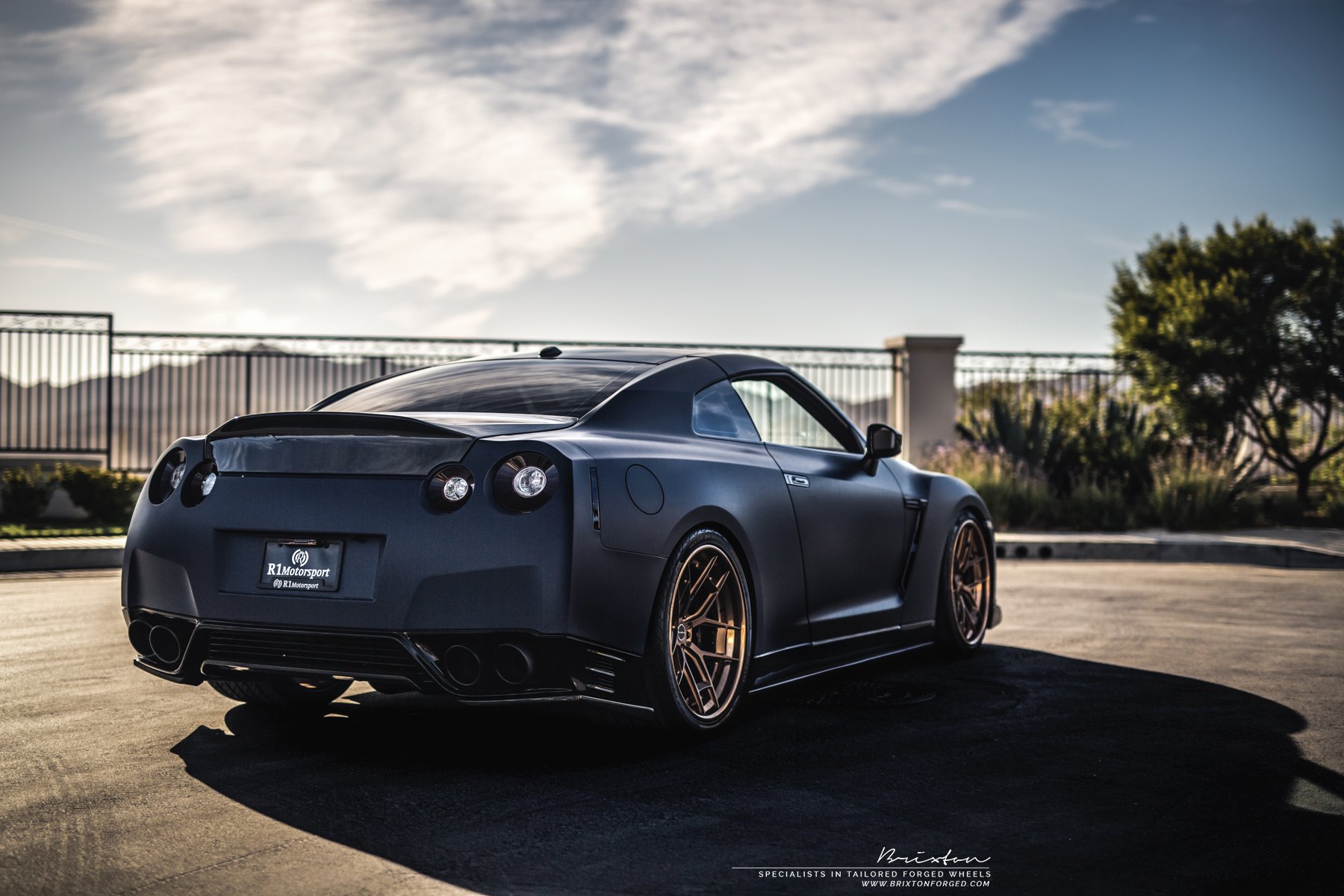 Gray Nissan GT-R with Aftermarket Rear Diffuser - Photo by Brixton Forged Wheels