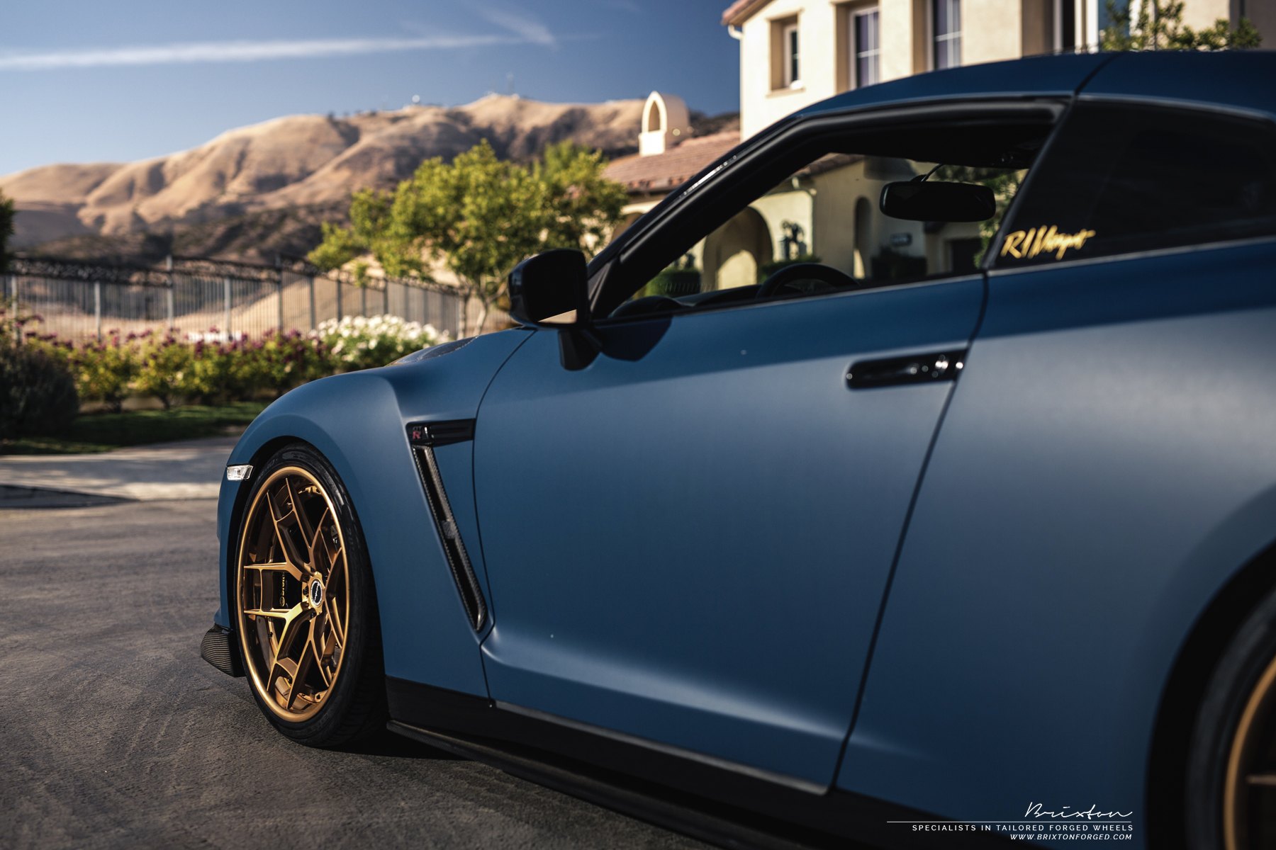Gray Nissan GT-R with Carbon Fiber Side Vents - Photo by Brixton Forged Wheels