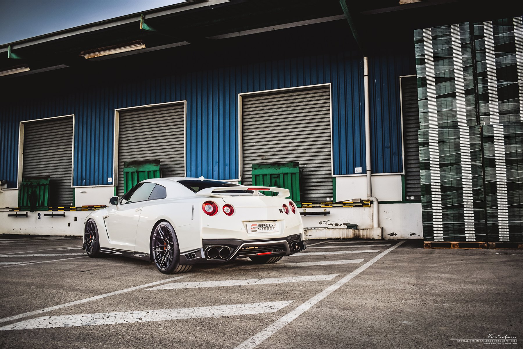 White Nissan GT-R with Carbon Fiber Rear Diffuser - Photo by Brixton Forged Wheels