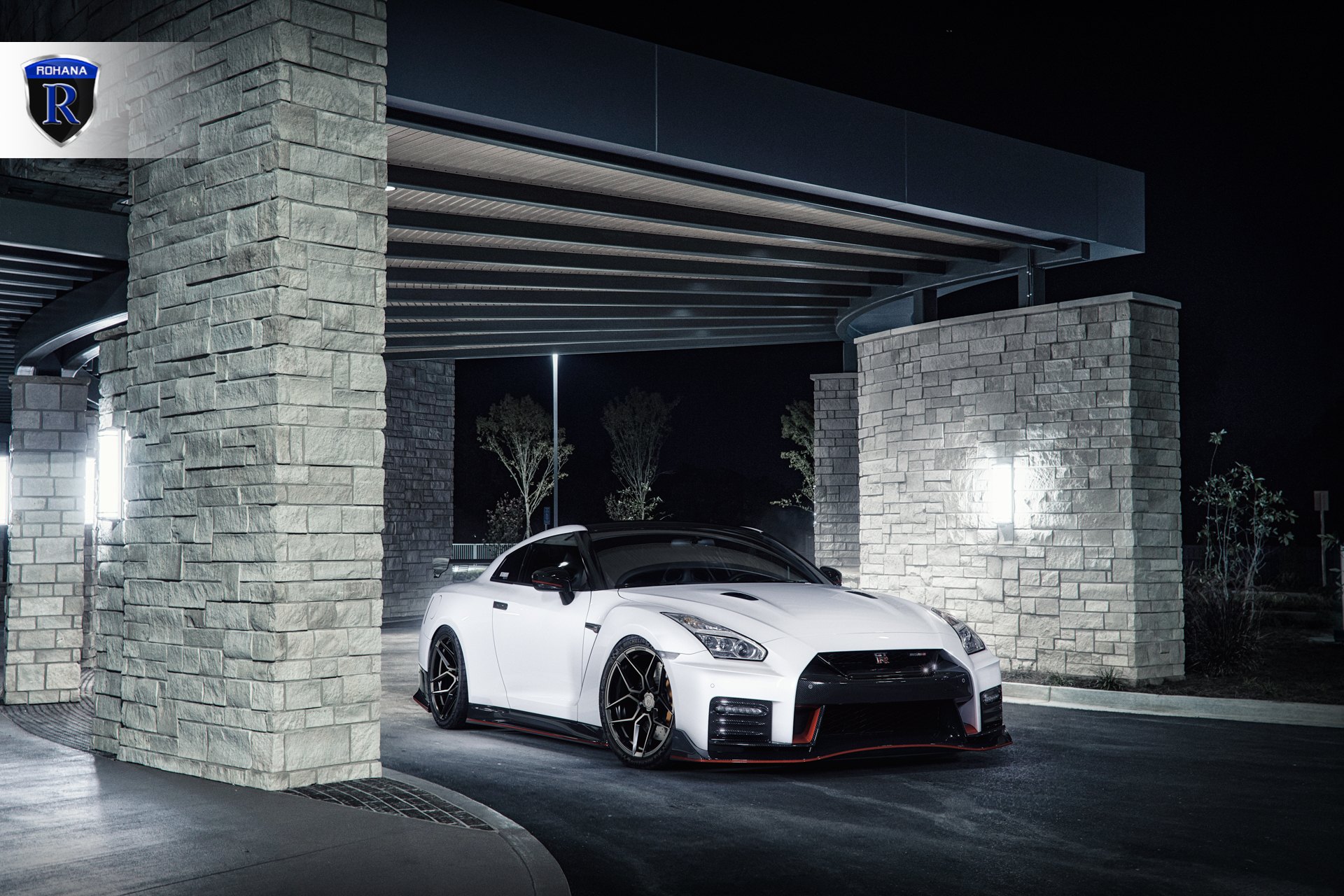 White Nissan GT-R with Crystal Clear Headlights - Photo by Rohana Wheels