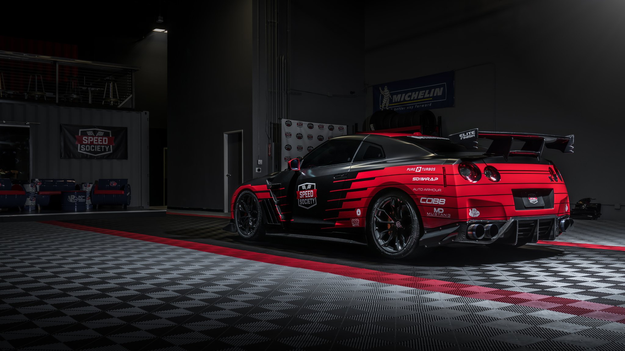 Race Inspired Nissan GT-R with Carbon Fiber Rear Diffuser - Photo by HRE Wheels