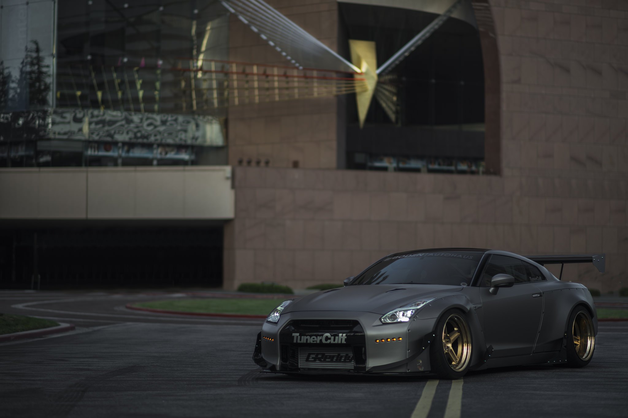 Gray Nissan GT-R with Aftermarket Wide Body Kit - Photo by Vossen
