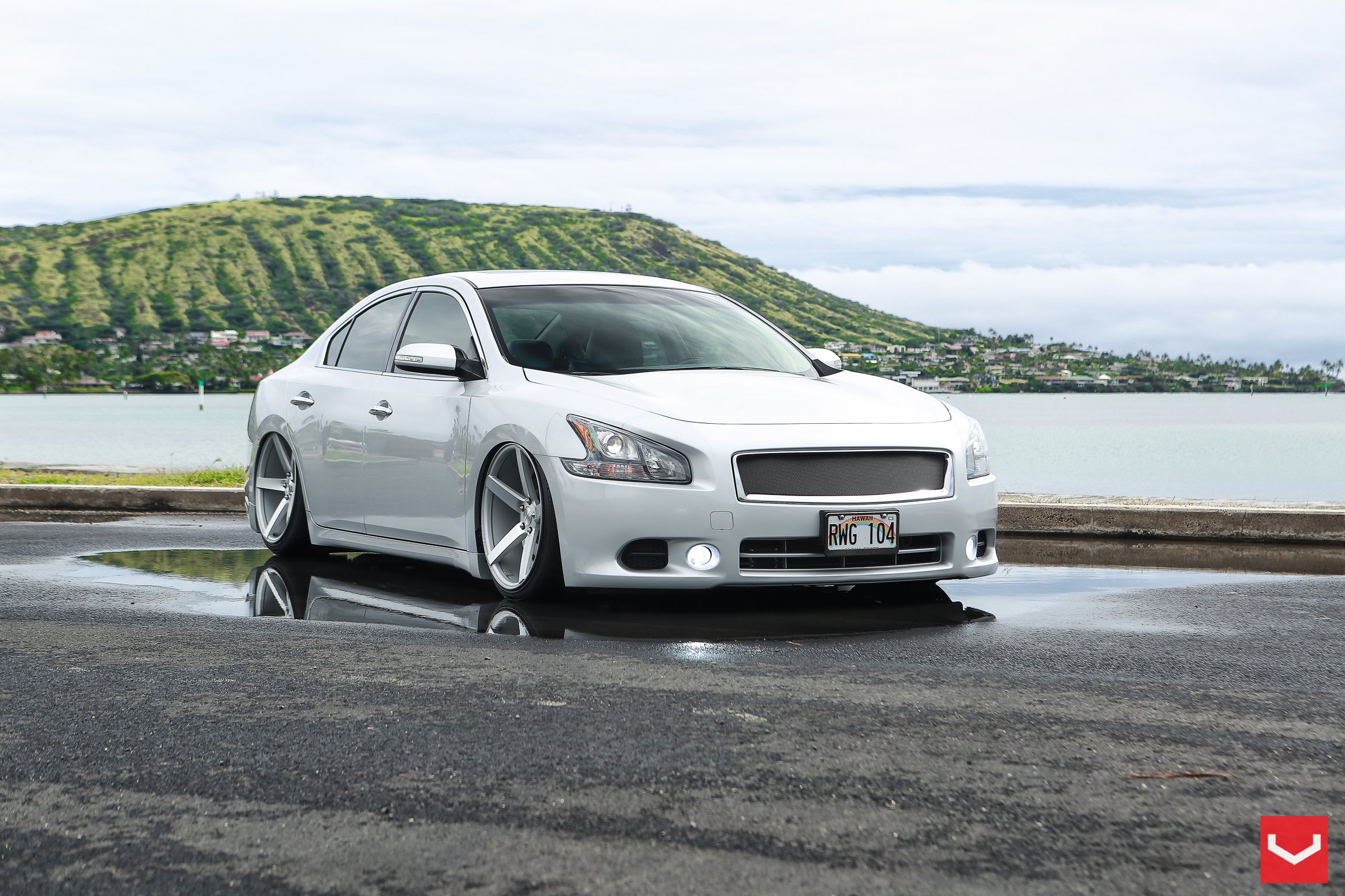 Front Bumper Cover on Silver Nissan Maxima - Photo by Vossen