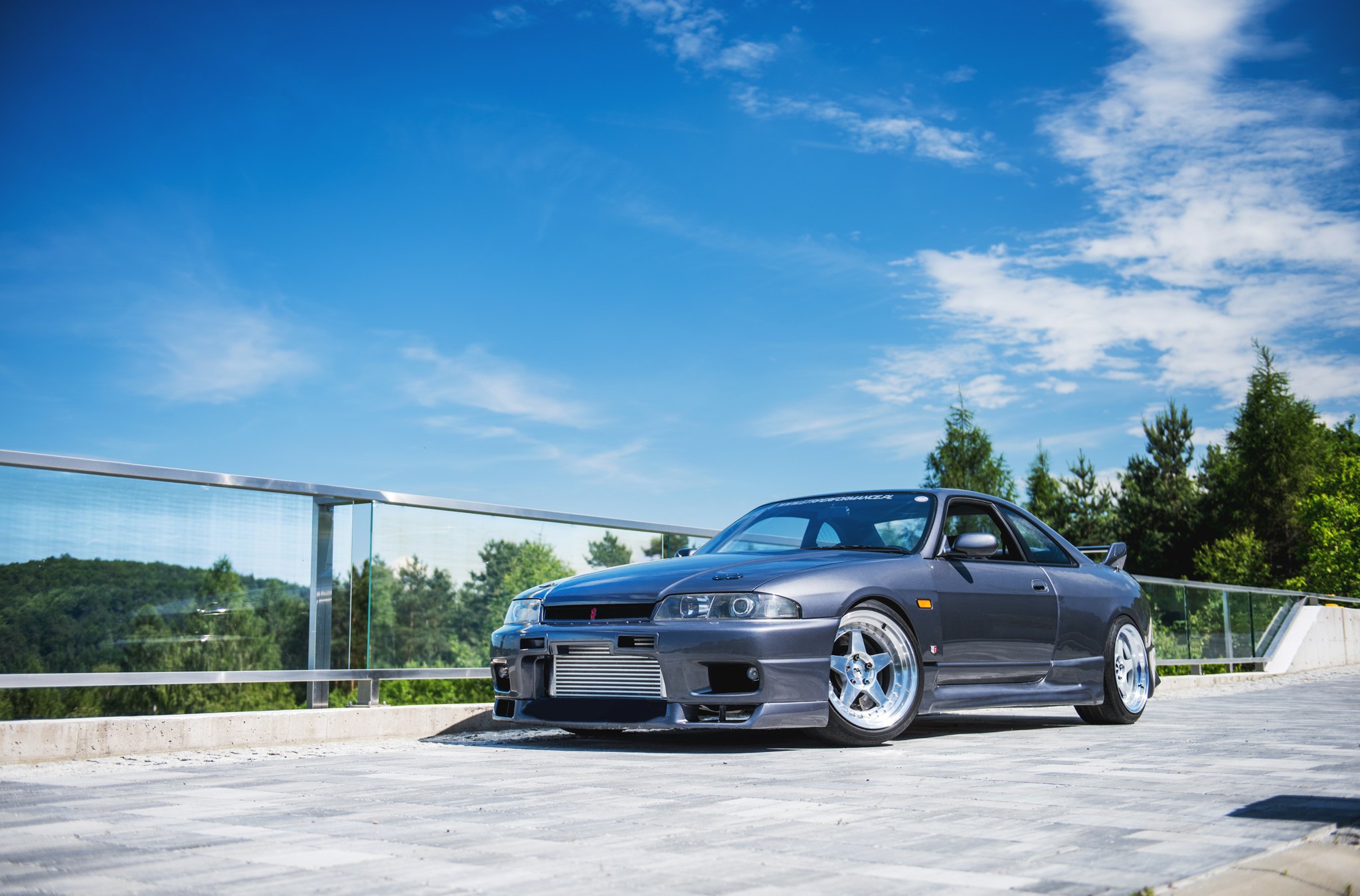 Gray Nissan Skyline with Aftermarket Front Bumper - Photo by JR Wheels
