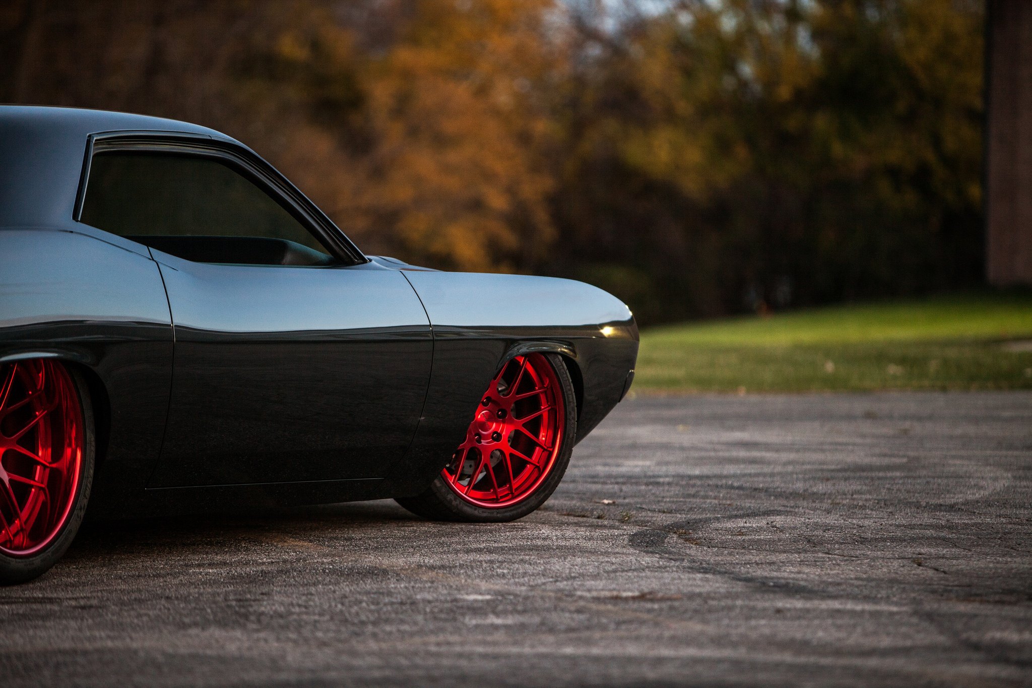 Gloss Red Forgeline Wheels on Black Plymouth Barracuda - Photo by Forgeline Motorsports