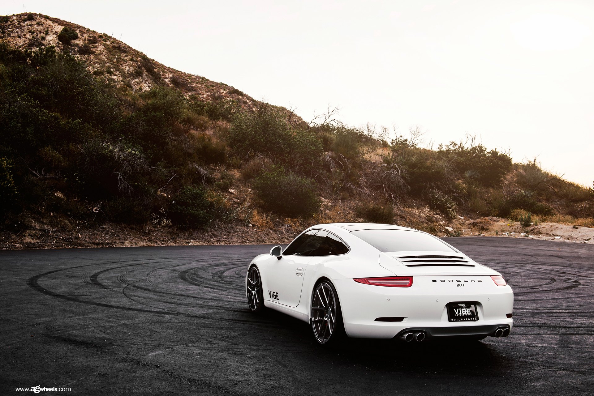 White Porsche 911 Window Louvers - Photo by Avant Garde Wheels