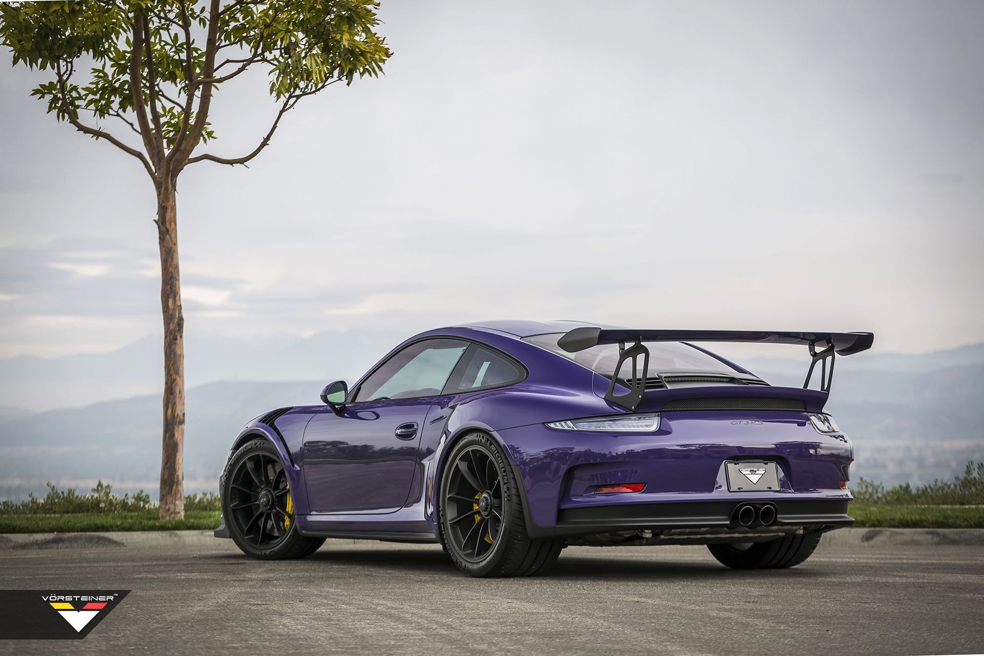 Purple Porsche 911 GT3RS with Large Wing Spoiler - Photo by Vorstiner