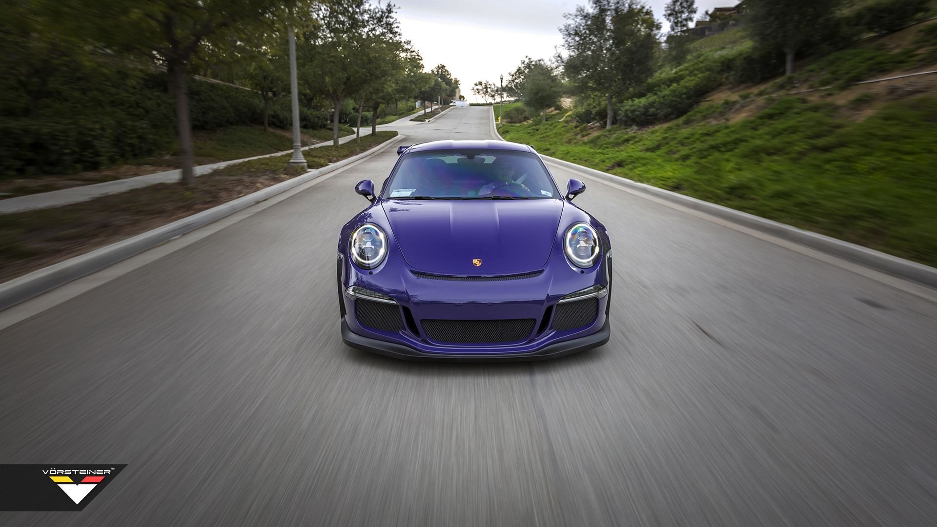 Aftermarket Halo Headlights on Purple Porsche 911 - Photo by Vorstiner