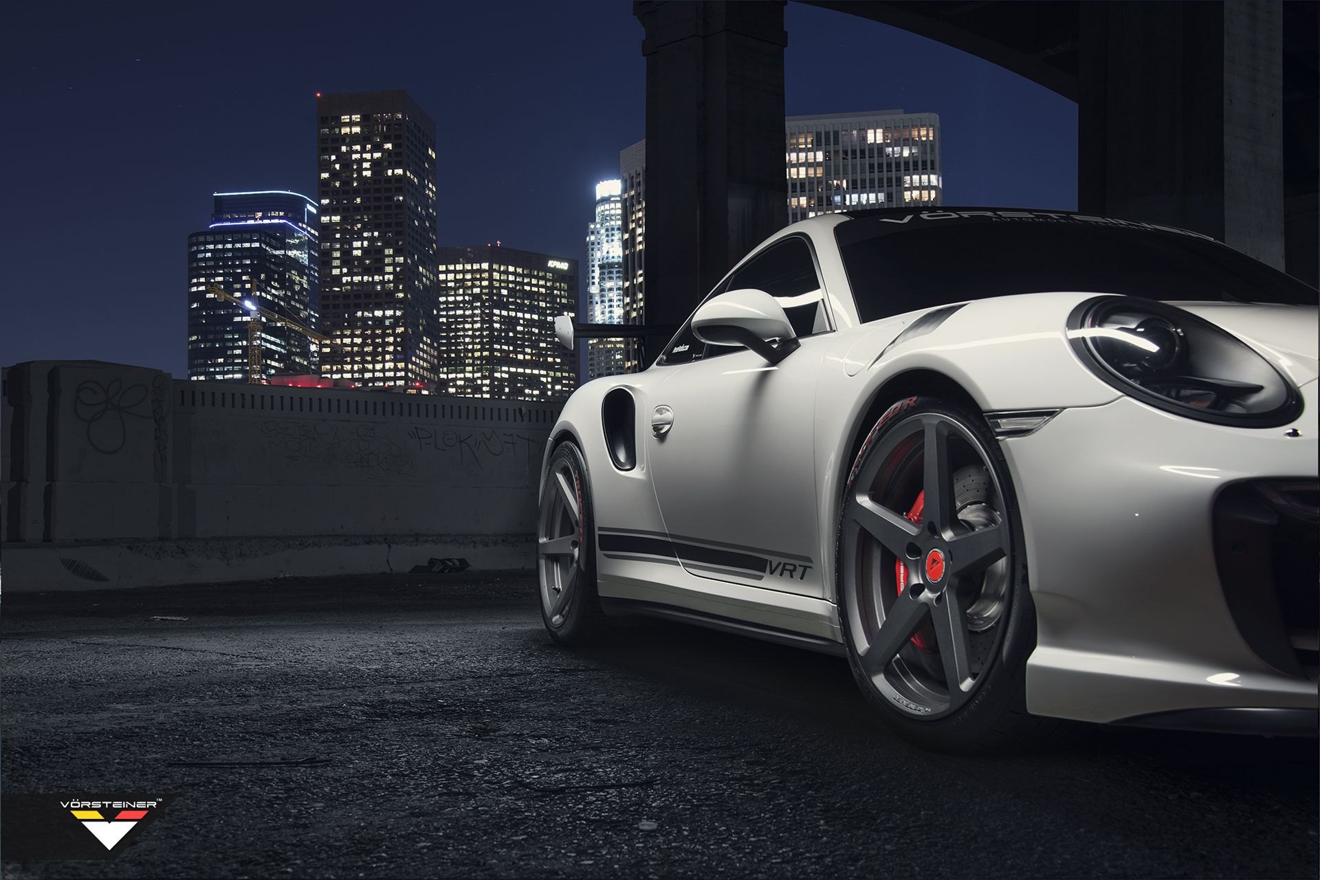 White Porsche 911 V-RT with Custom Headlights - Photo by Vorstiner