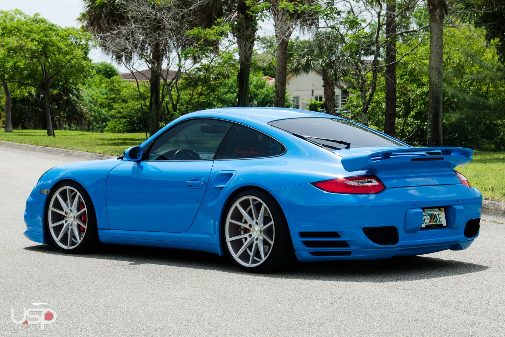 Blue Porsche 911 Turbo Wing Spoiler - Photo by Vossen