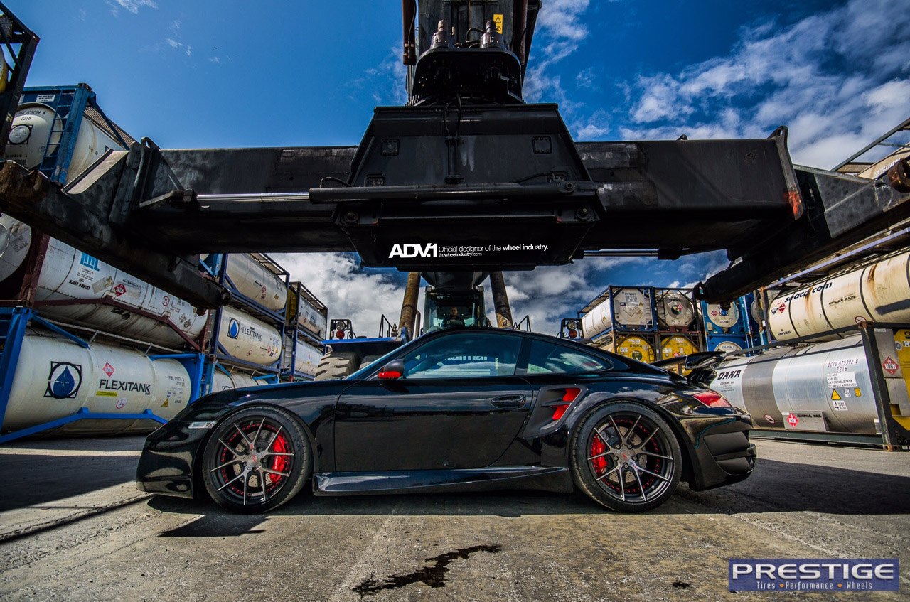 Custom Side Mirrors on Black Porsche 911 - Photo by ADV.1