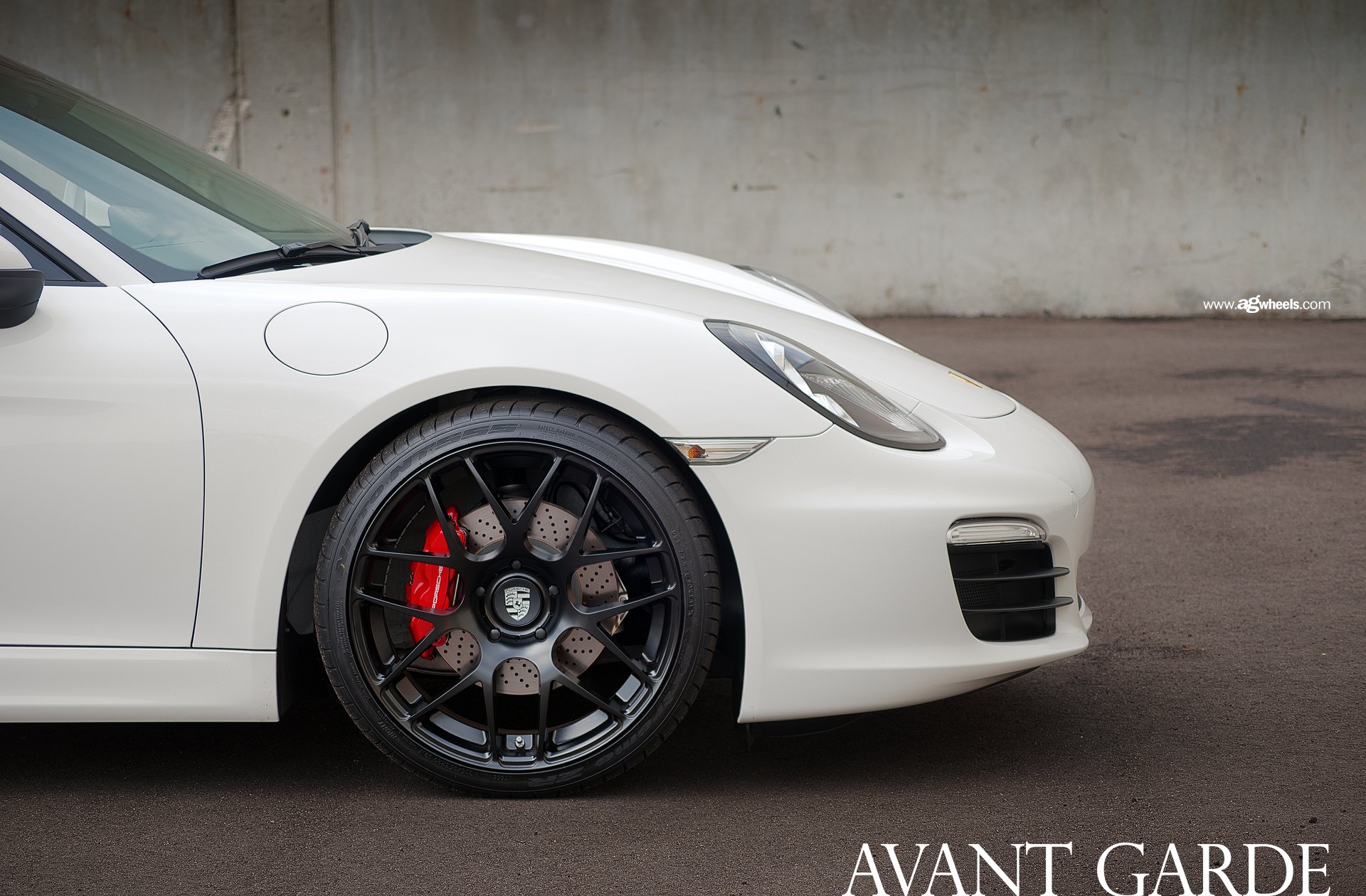 Matte Black Avant Garde Rims on White Porsche Boxster - Photo by Avant Garde Wheels