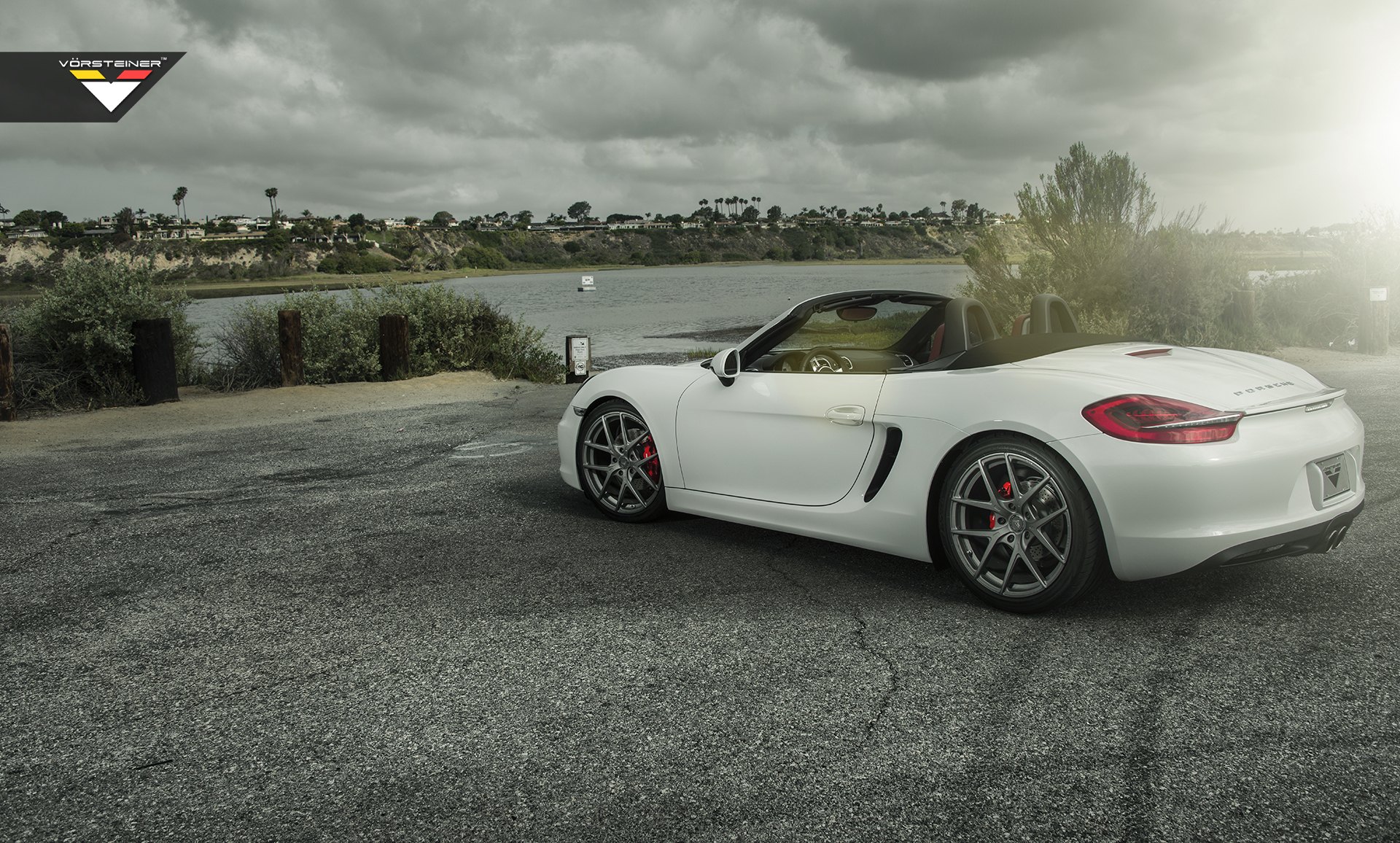 Red LED Taillights on White Convertible Porsche Boxster - Photo by Vorstiner