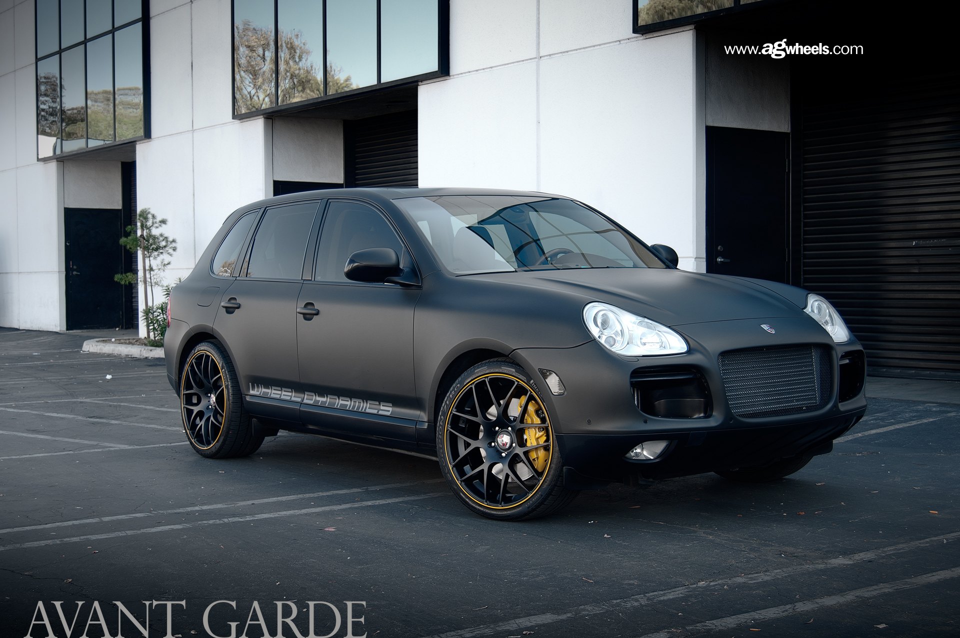 Black Matte Porsche Cayenne with Custom Grille - Photo by Avant Garde Wheels