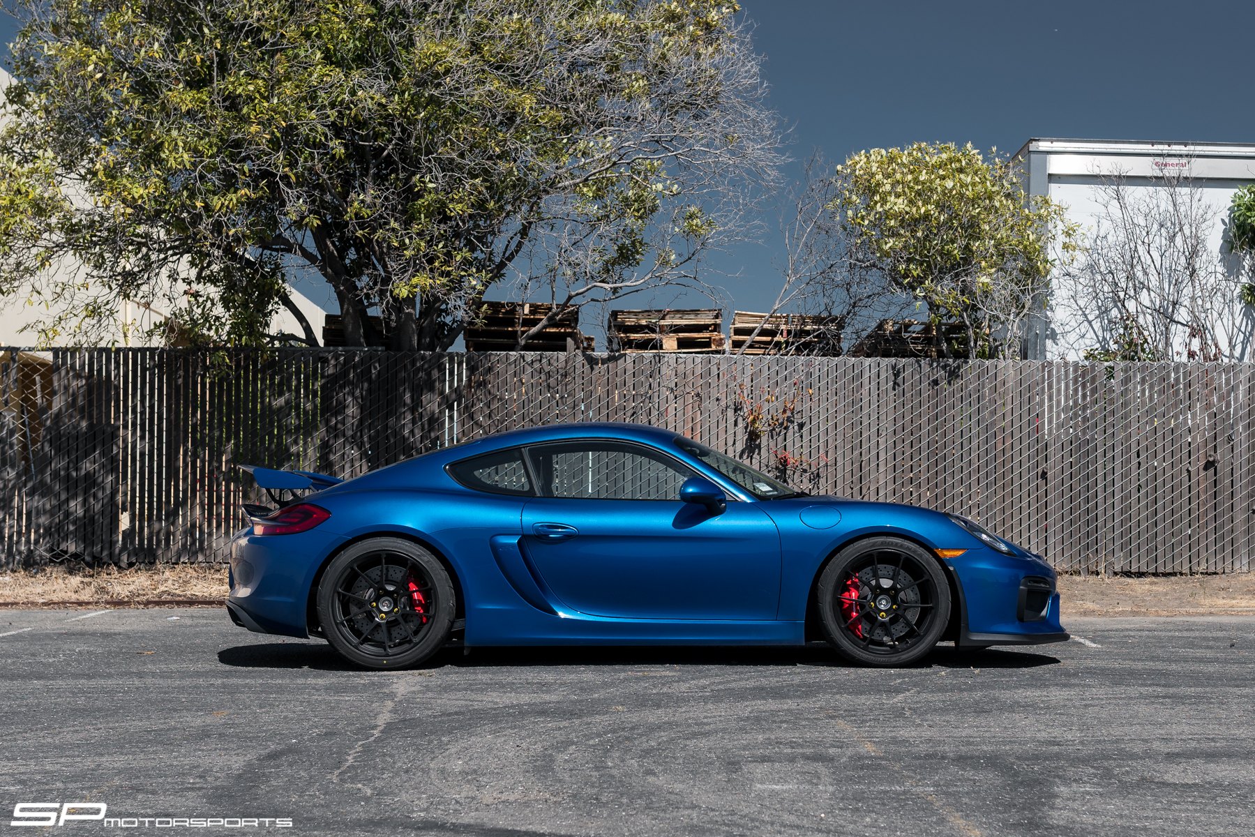 Custom Blue Porsche Cayman Side Scoops - Photo by Forgeline Motorsports