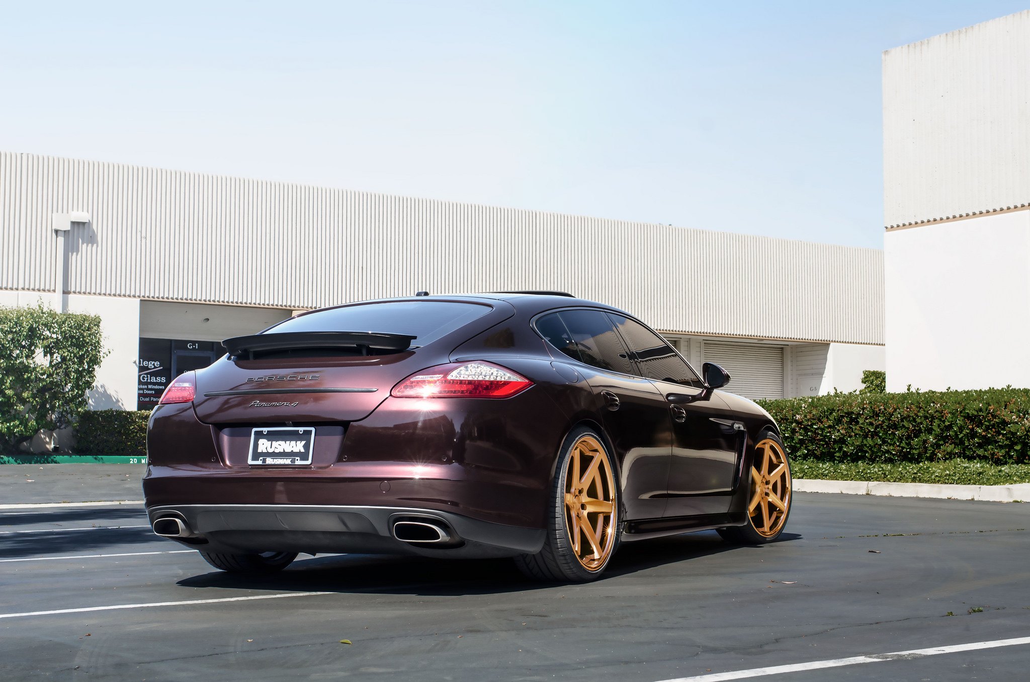 Custom Style Rear Spoiler on Red Porsche Panamera - Photo by Concept One