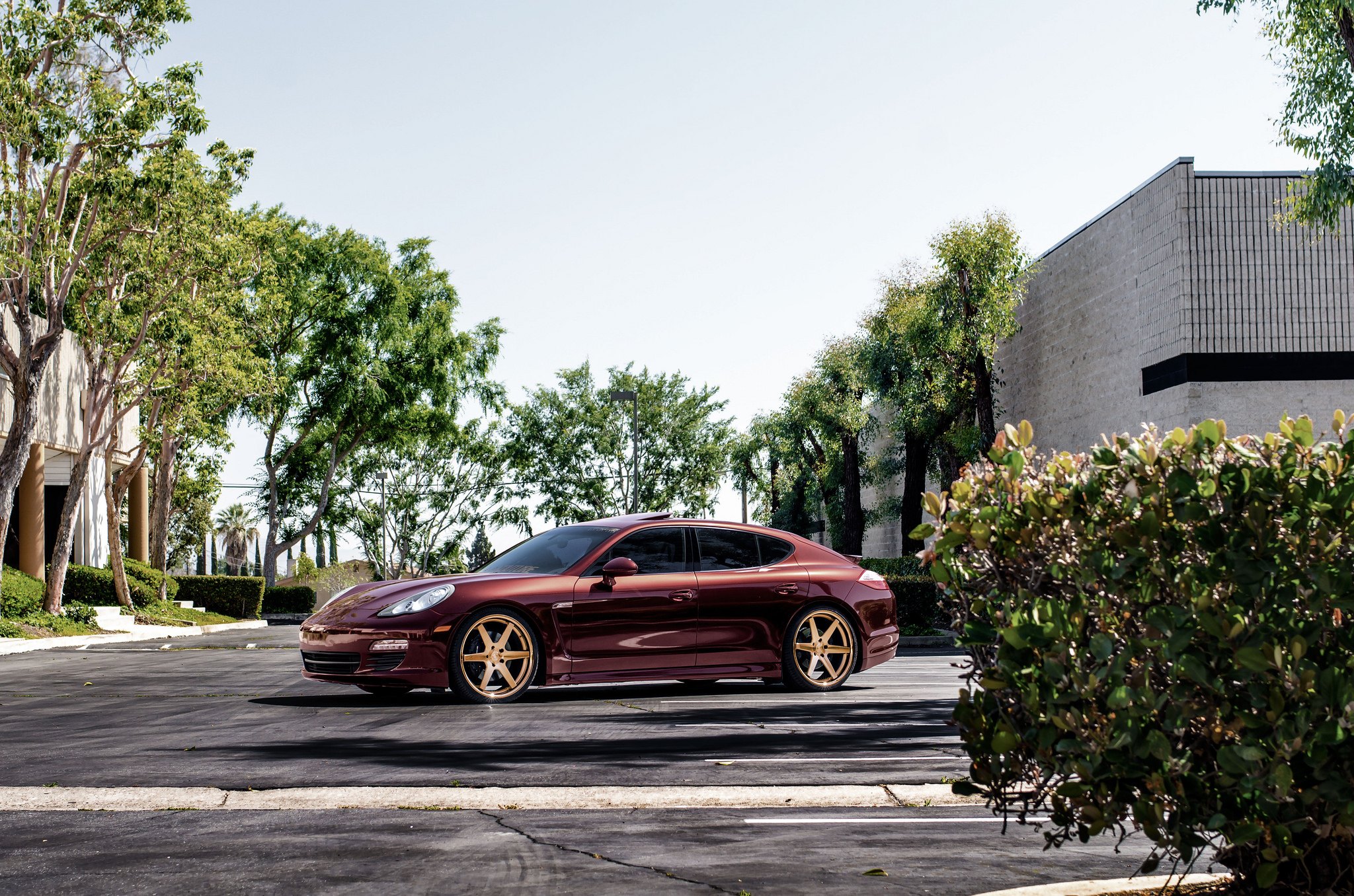 Gold Concept One Rims on Red Porsche Panamera - Photo by Concept One