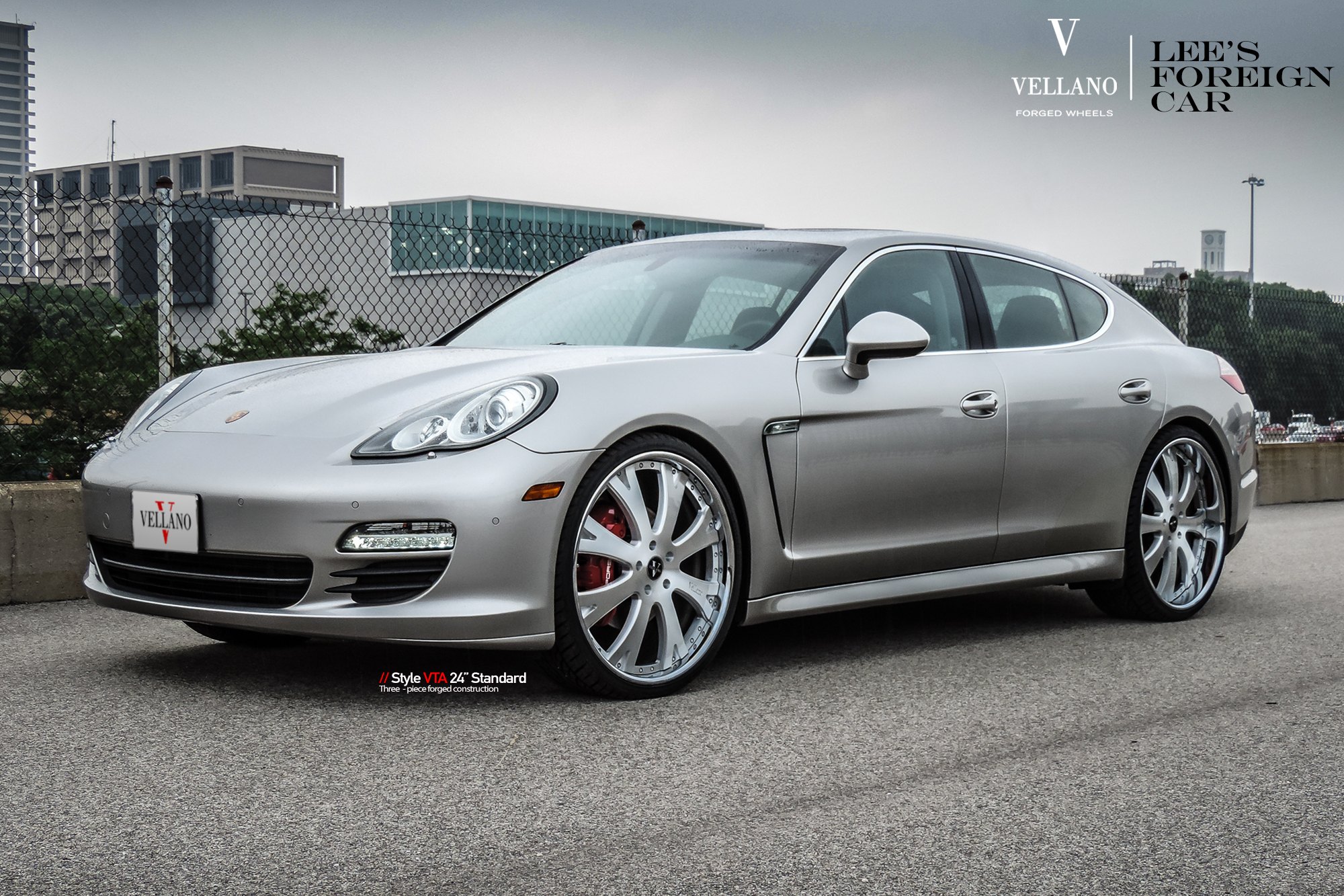 Front Bumper with LED Lights on Porsche Panamera - Photo by Vellano