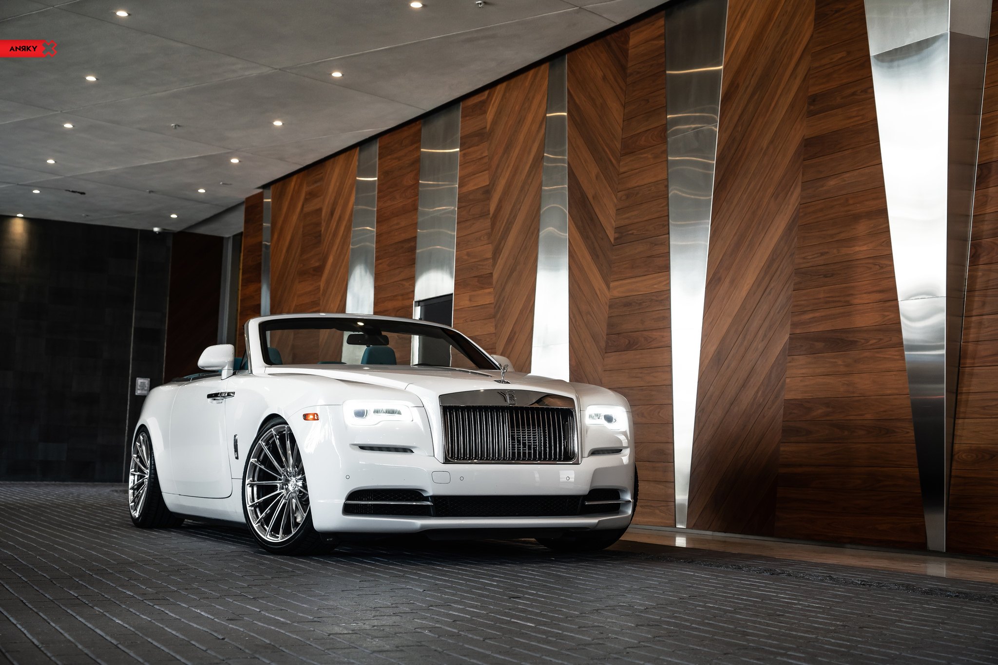 White Rolls Royce Dawn with Chrome Billet Grille - Photo by ANRKY Wheels