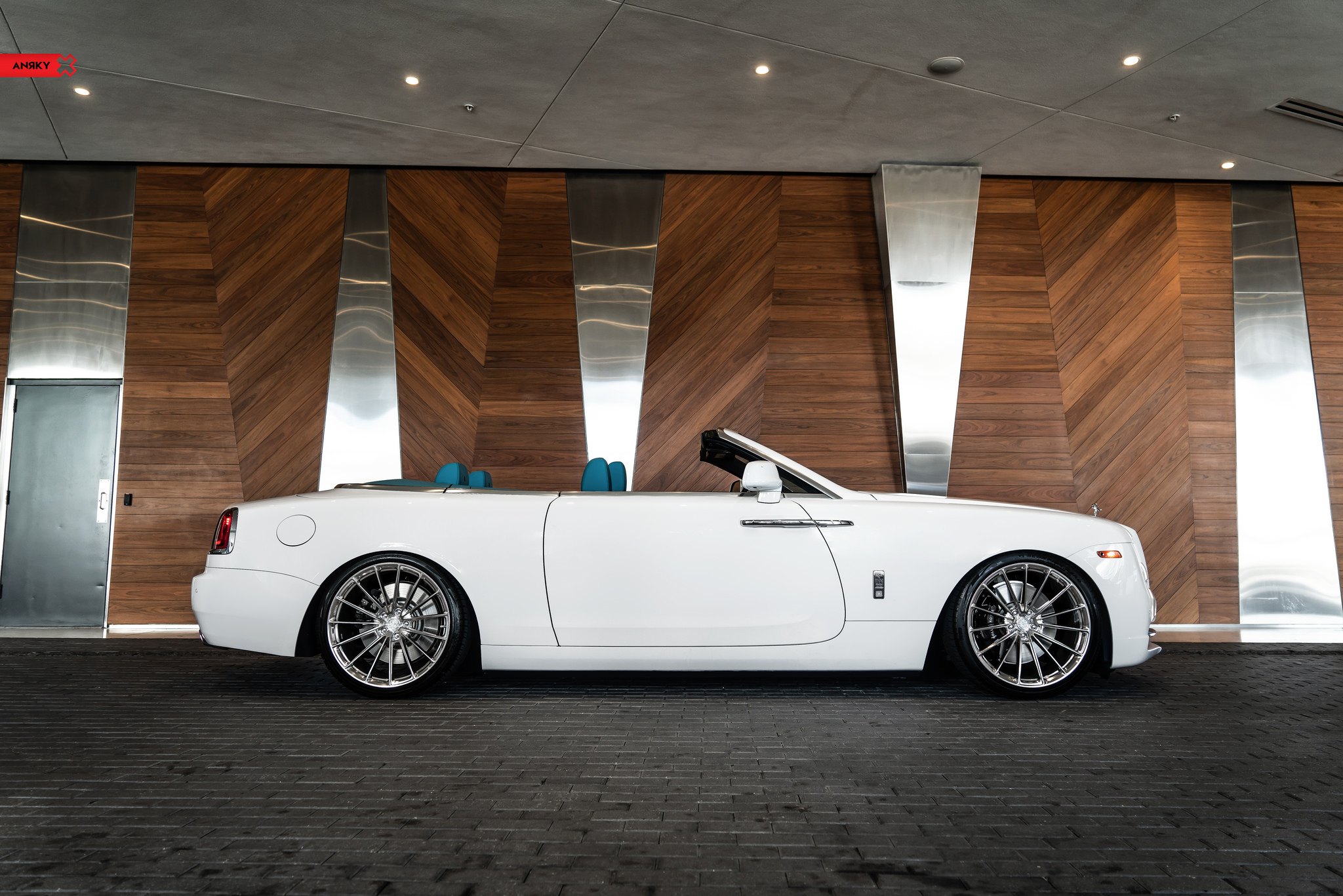 Custom White Convertible Rolls Royce Dawn Side Skirts - Photo by ANRKY Wheels