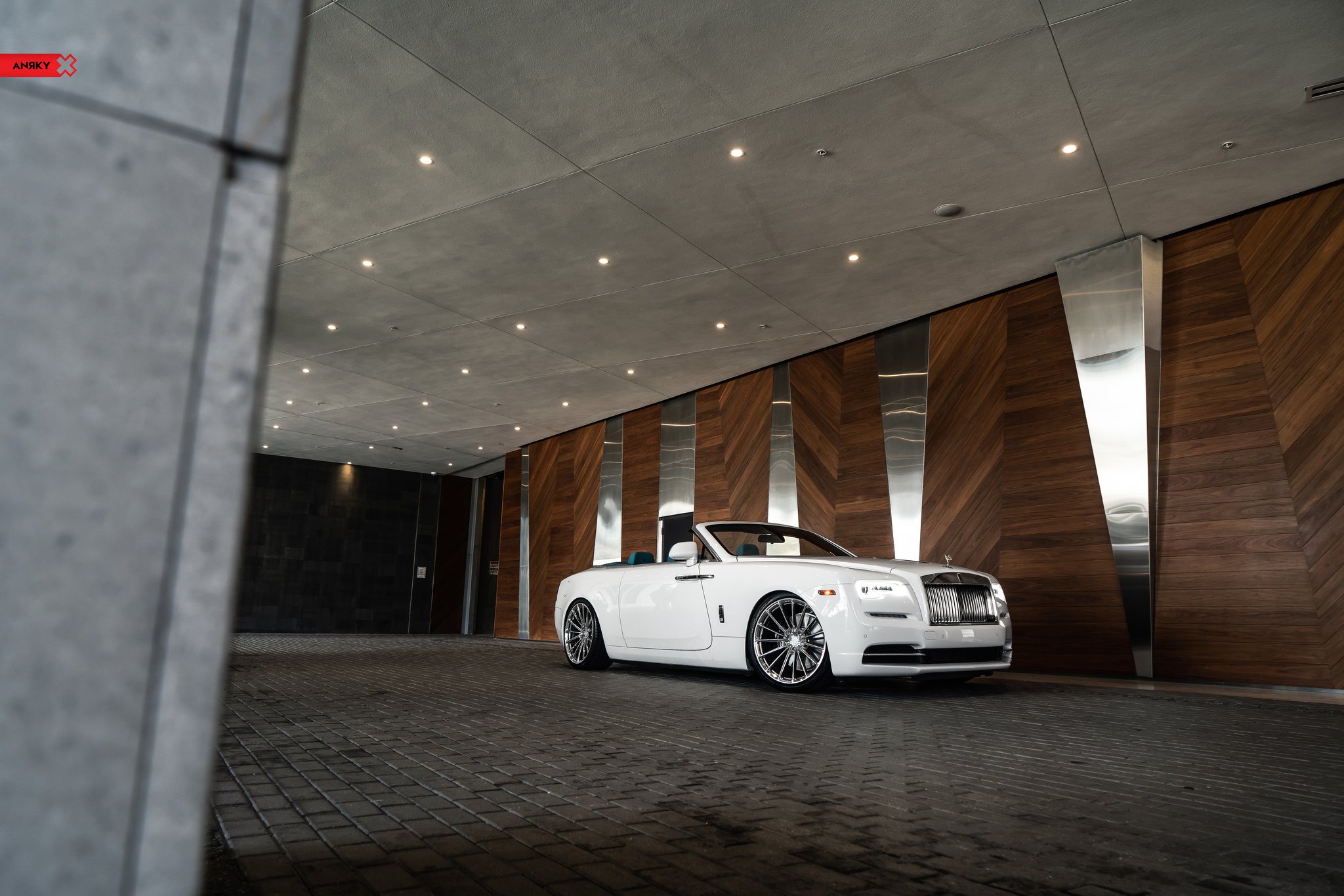 White Rolls Royce Dawn with Custom LED Headlights - Photo by ANRKY Wheels