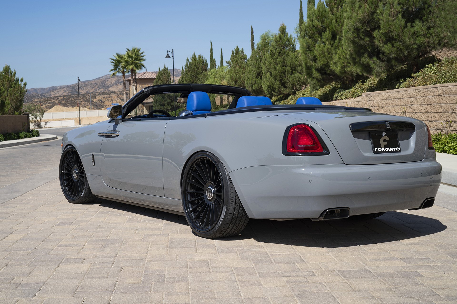 Gray Convertible Rolls Royce Dawn with Red LED Taillights - Photo by Forgiato