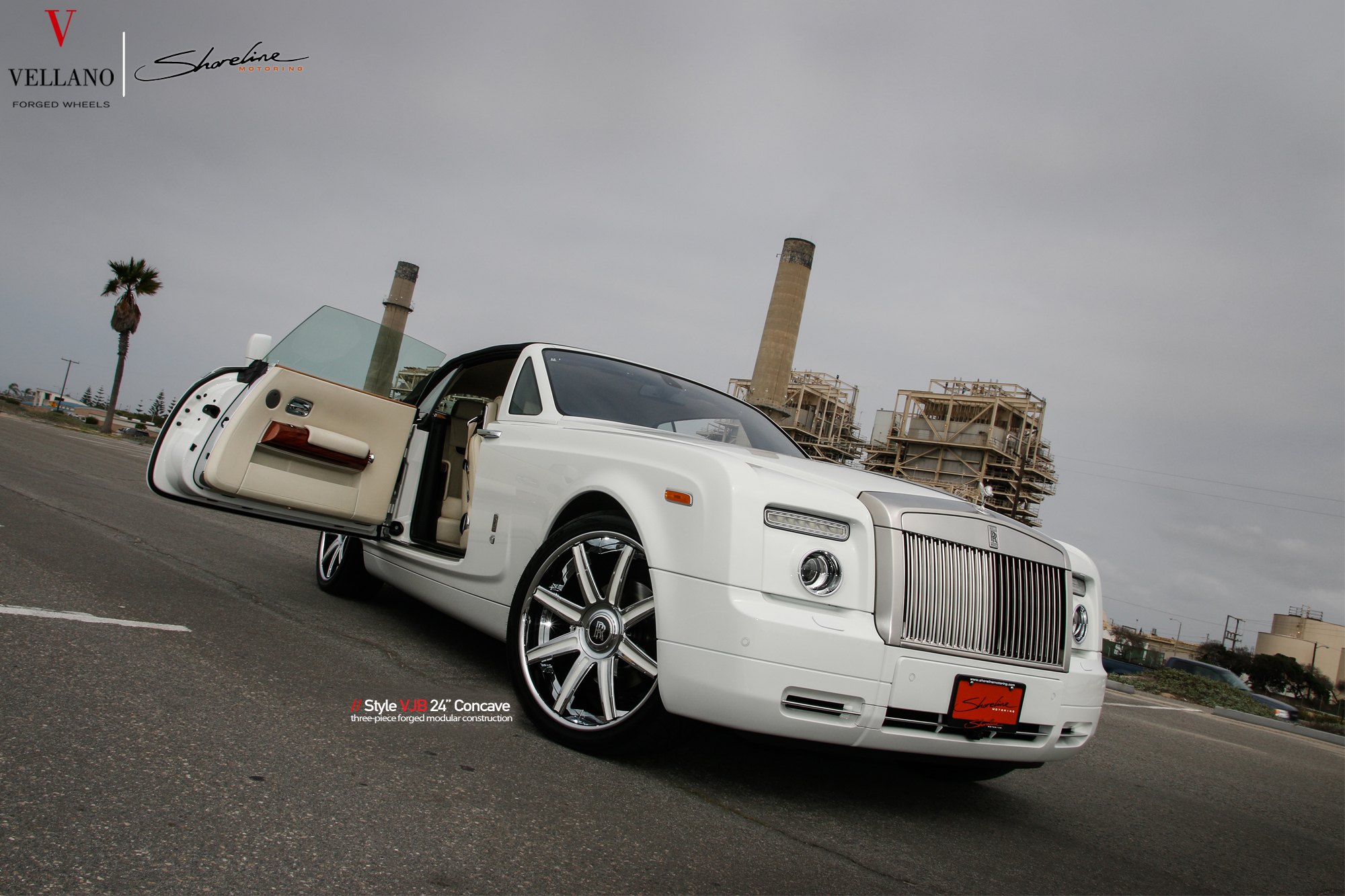 Custom LED Headlights on White Rolls Royce Phantom - Photo by Vellano