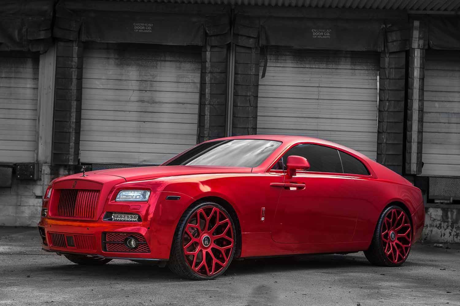 Red Rolls Royce Wraith with Custom Painted Grille - Photo by Forgiato