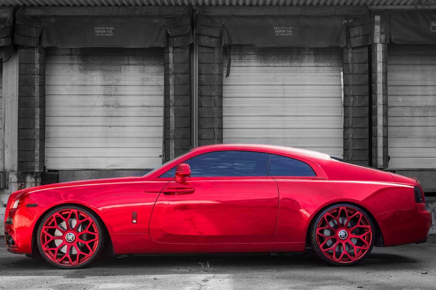 Custom Red Rolls Royce Wraith Side Skirts - Photo by Forgiato