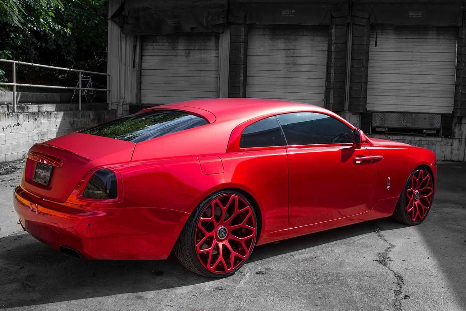 Dark Smoke Taillights on Red Rolls Royce Wraith - Photo by Forgiato