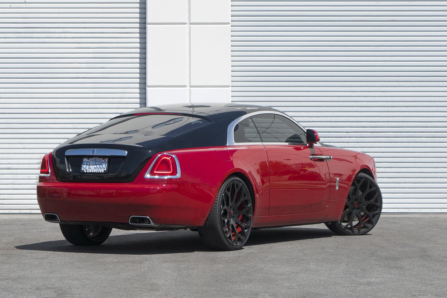 Aftermarket Chrome Trim on Red Rolls Royce Wraith - Photo by Forgiato
