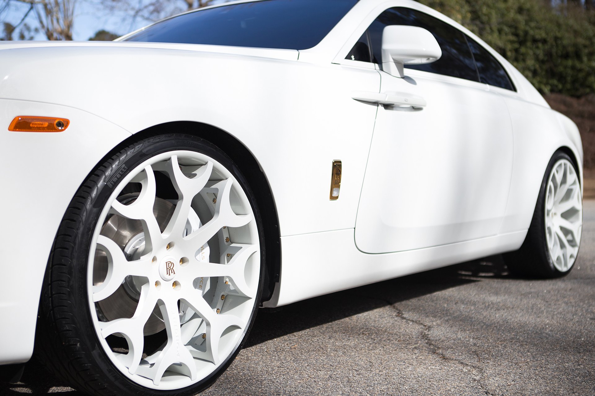 Pirelli Tires on Custom White Rolls Royce Wraith - Photo by Forgiato