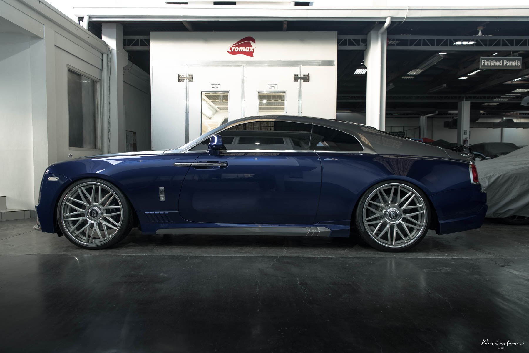 Blue Rolls Royce Wraith with Aftermarket Side Skirts - Photo by Brixton Forged Wheels