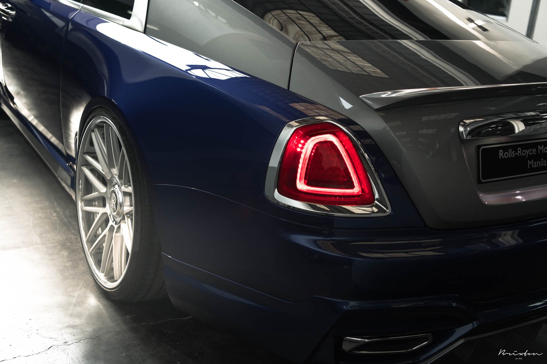 Blue Rolls Royce Wraith with Rear Lip Spoiler - Photo by Brixton Forged Wheels