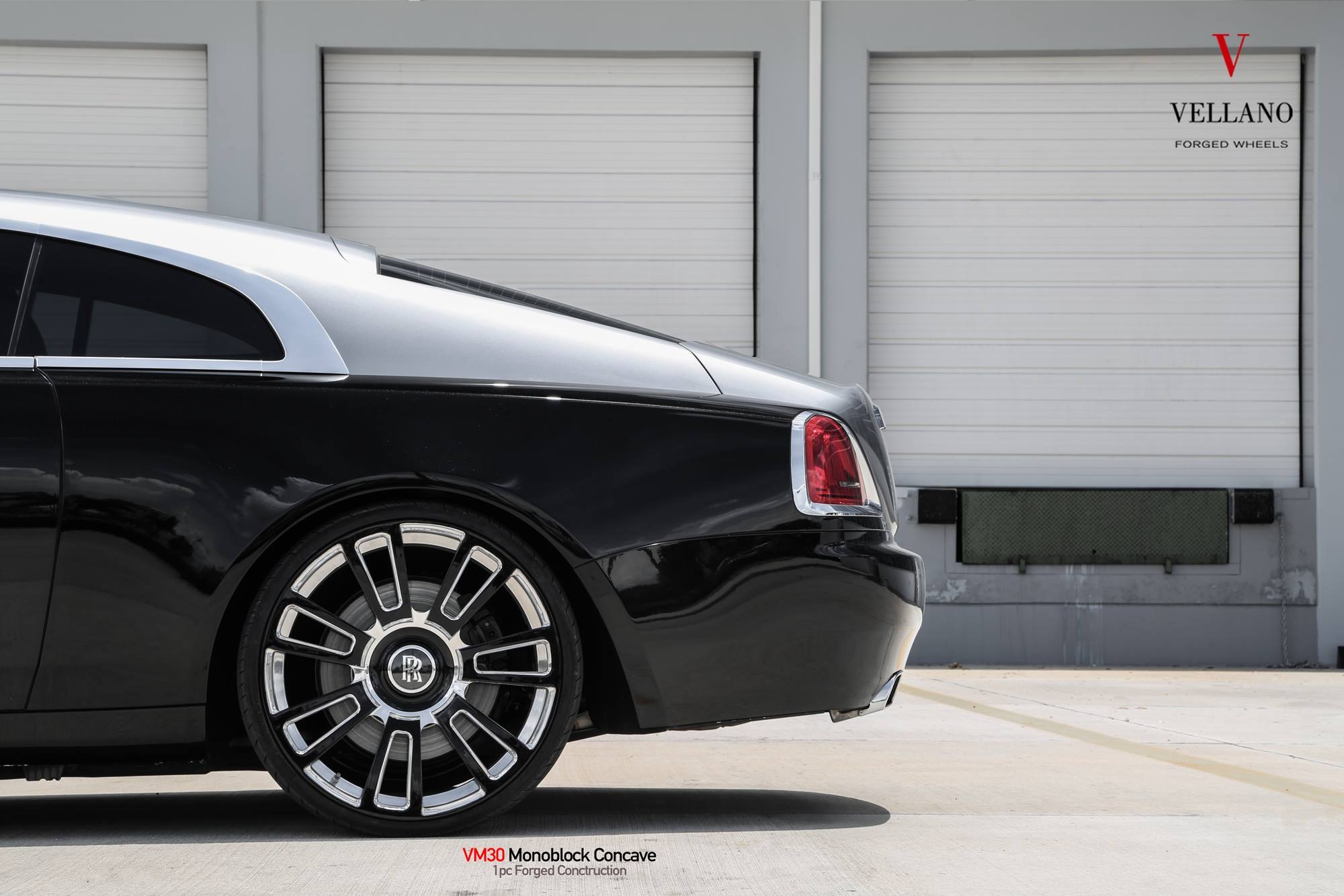 Aftermarket Taillights on Black Rolls Royce Wraith - Photo by Vellano