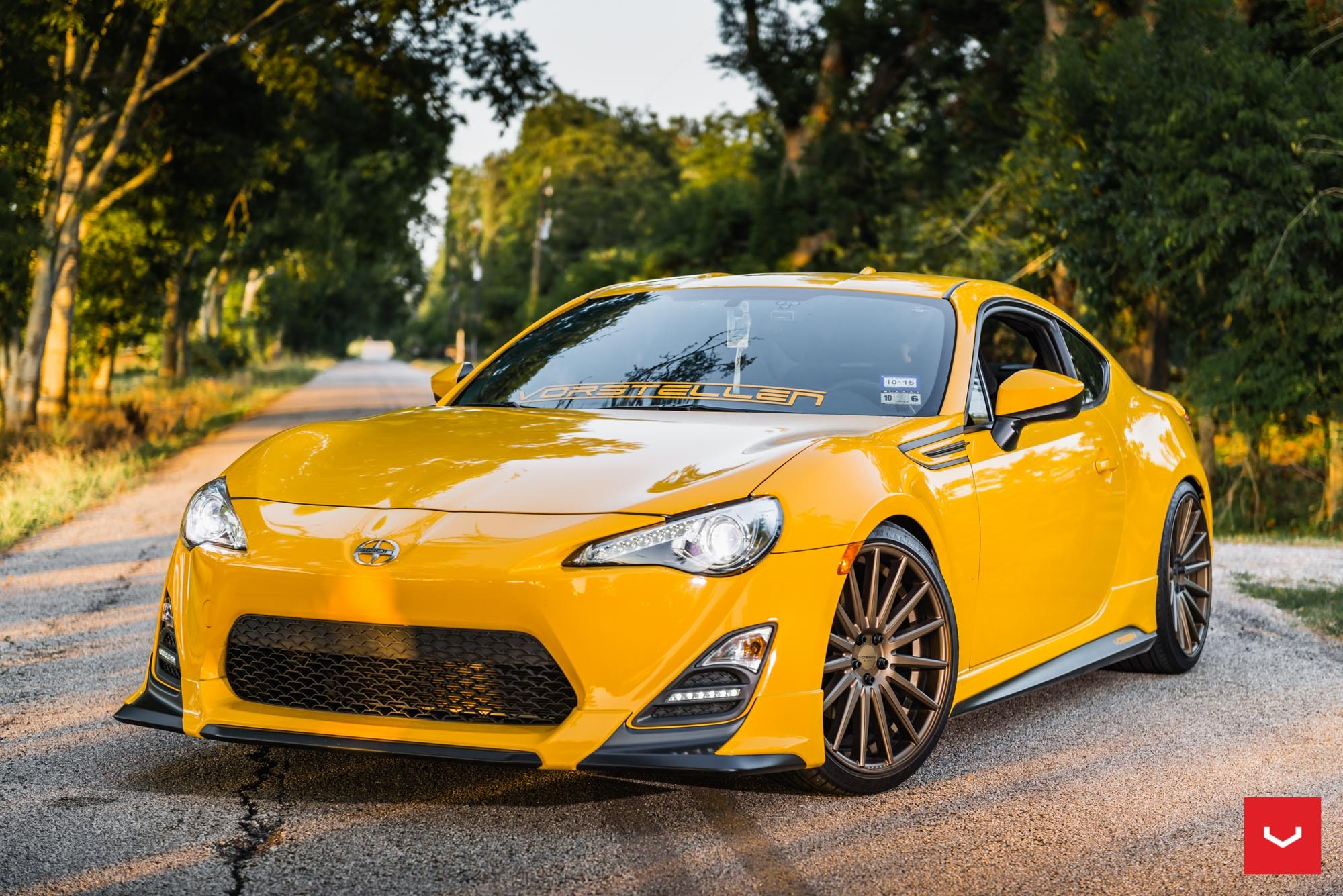 Yellow Scion FR-S with Custom Body Kit - Photo by Vossen
