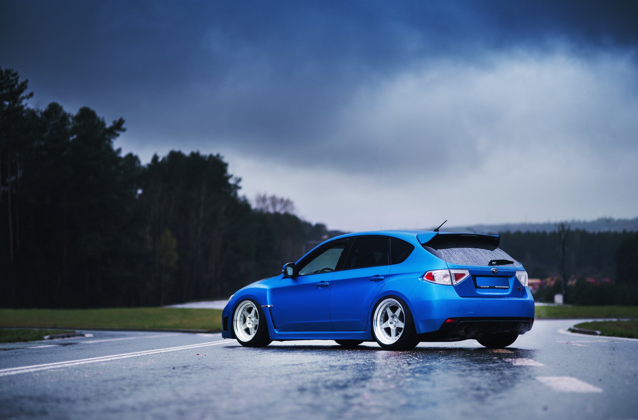 Blue Subaru Impreza with Red Clear LED Taillights - Photo by JR Wheels