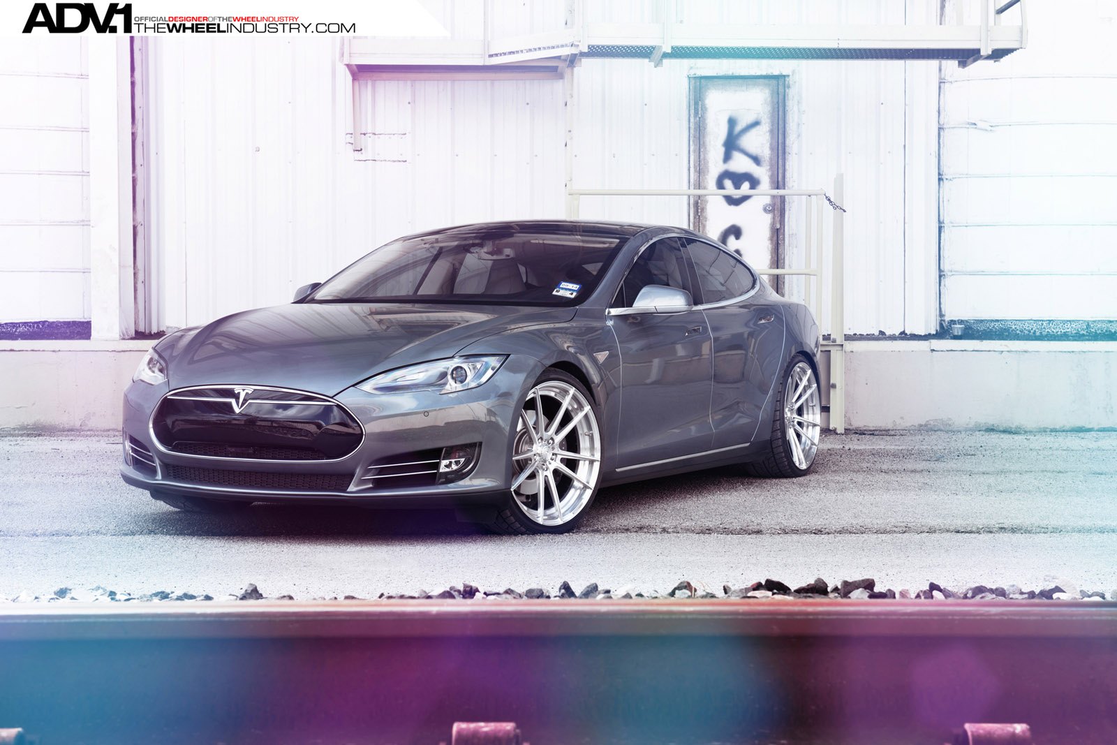 Gray Tesla Model S with Custom Headlights - Photo by ADV.1