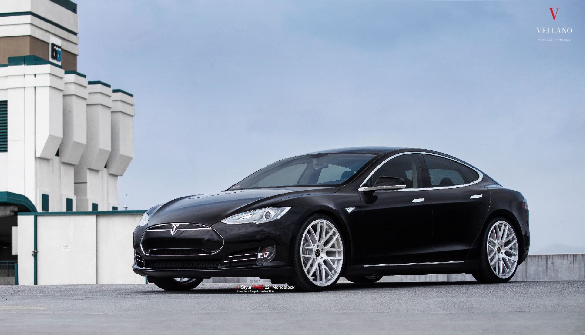Black Tesla Model S with Aftermarket Front Bumper - Photo by Vellano